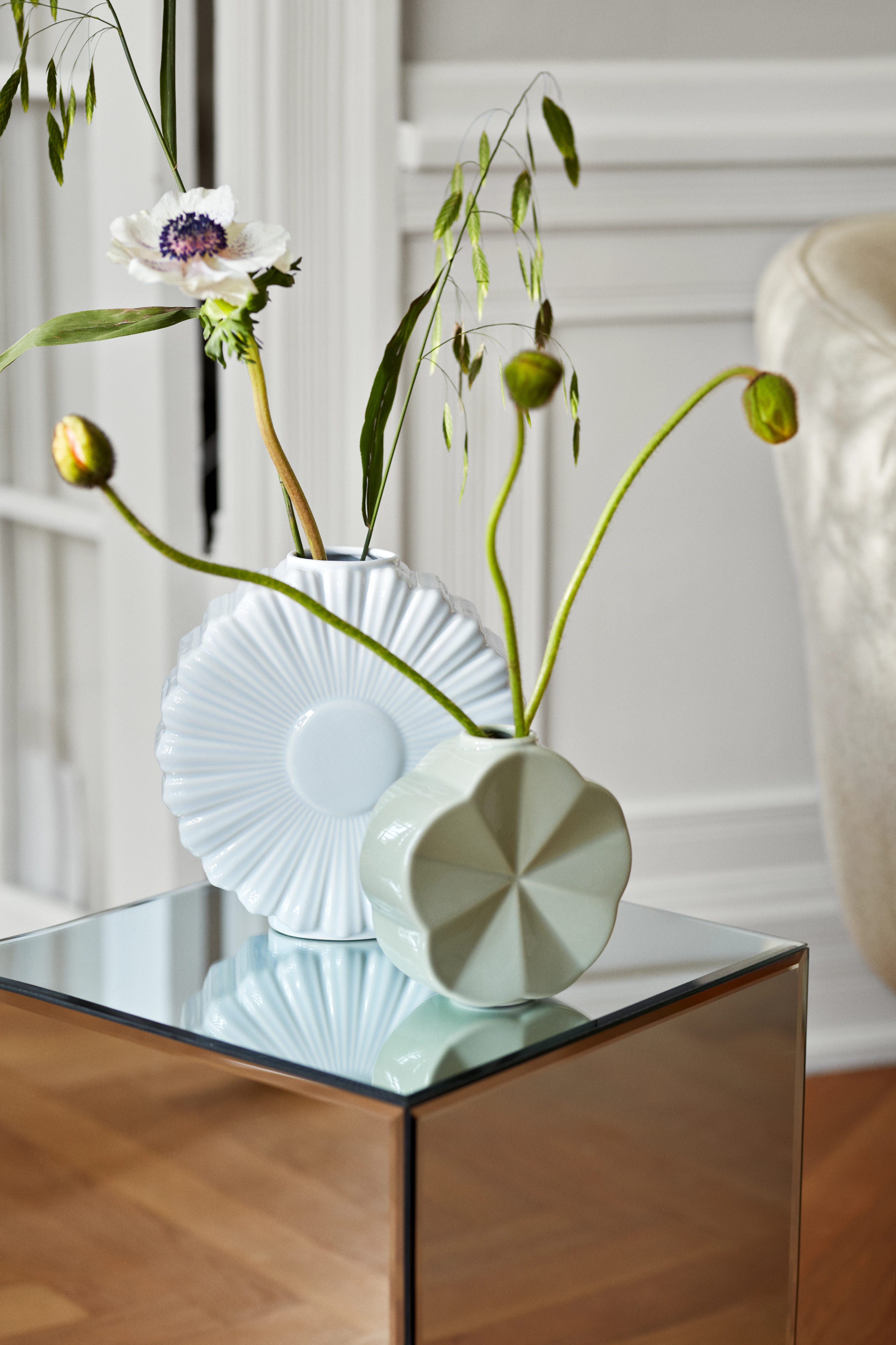 Åkervinda Vas H14 cm från Lyngby Porcelæn i färgen Grön, tillverkad av Keramik