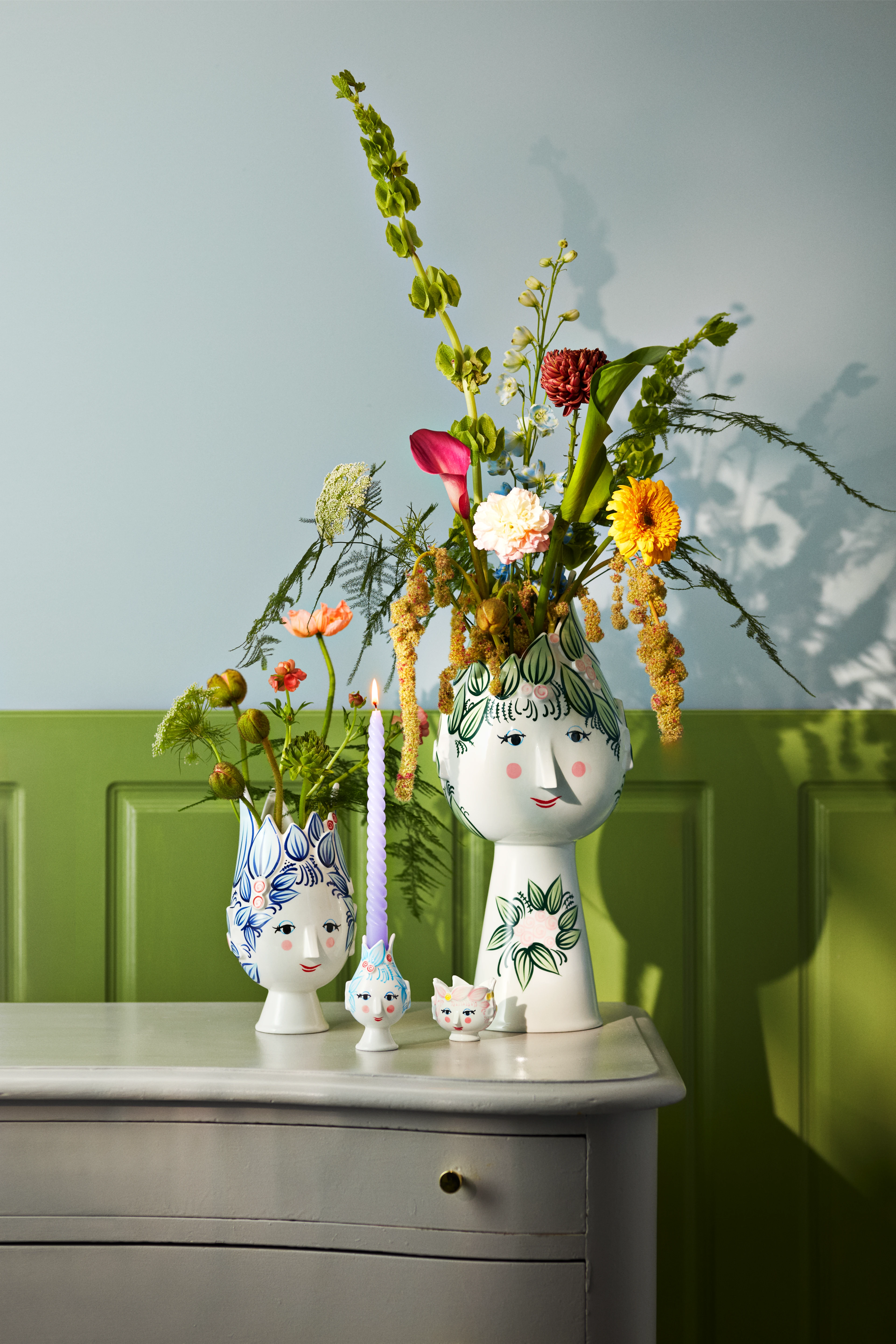 Vase H50 cm from Bjørn Wiinblad in Green color, made of Ceramics