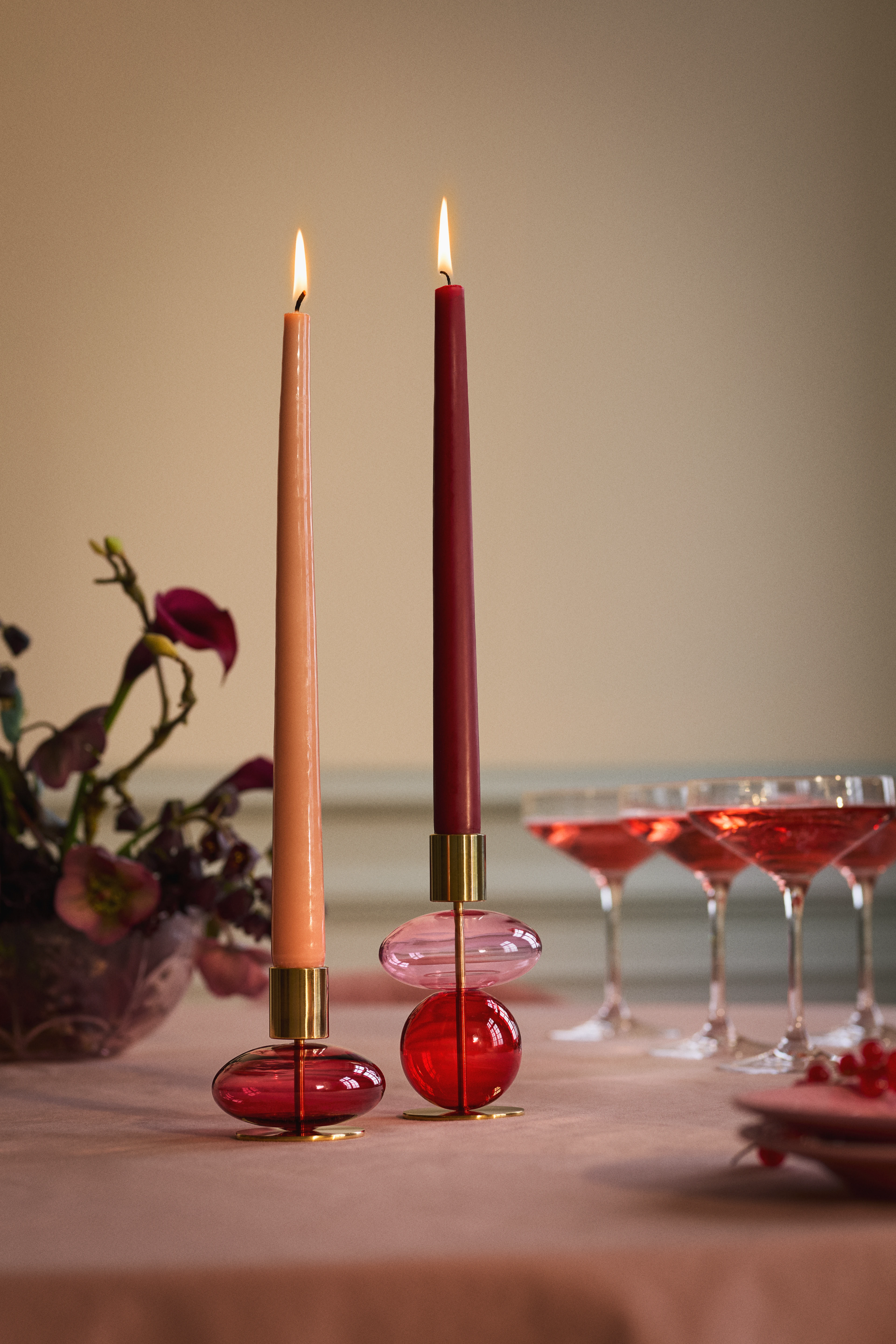 Holmegaard Kerzenständer H14 cm Pink/Rote
