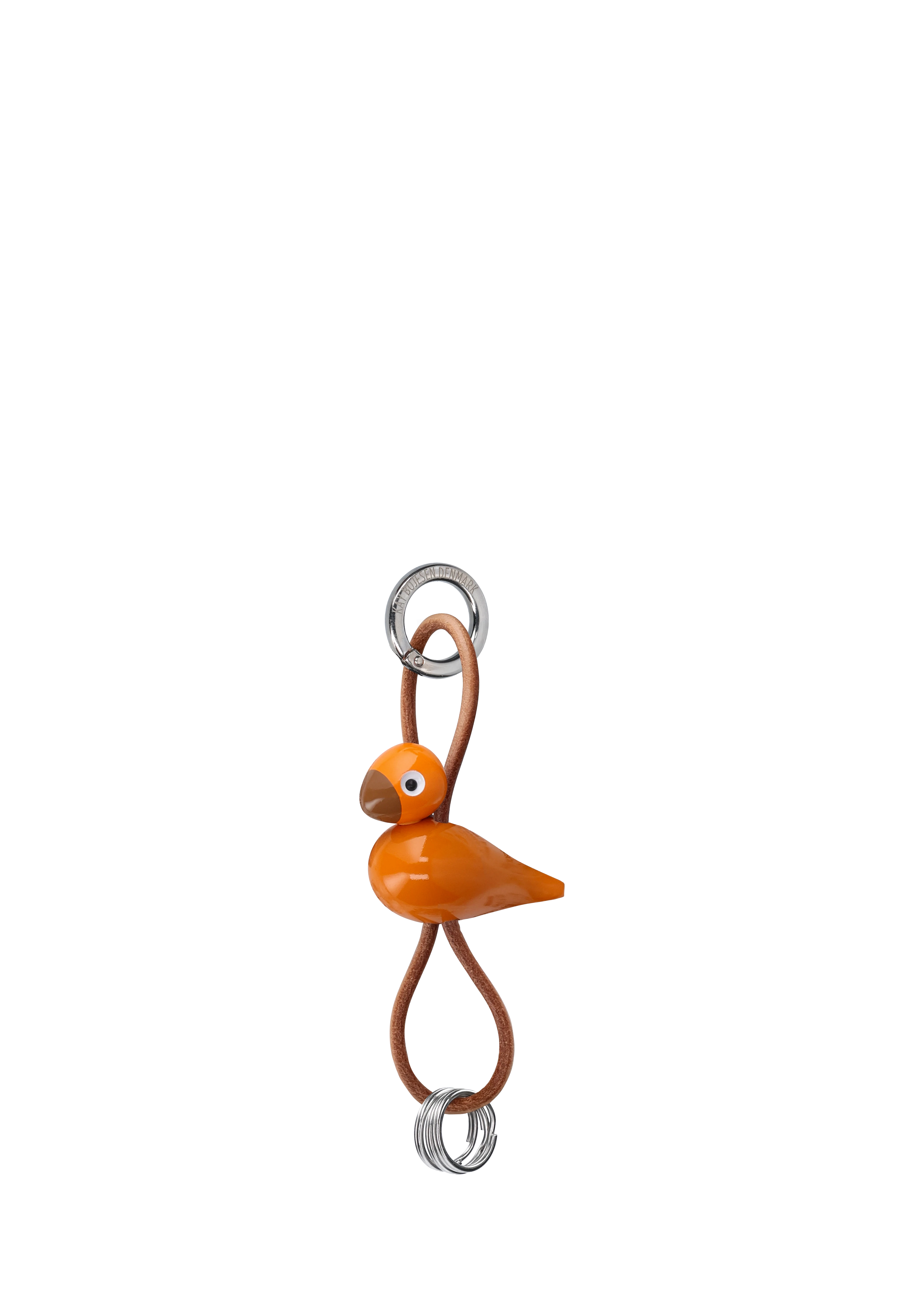 Bird silver metal Keychain with Natural Leather