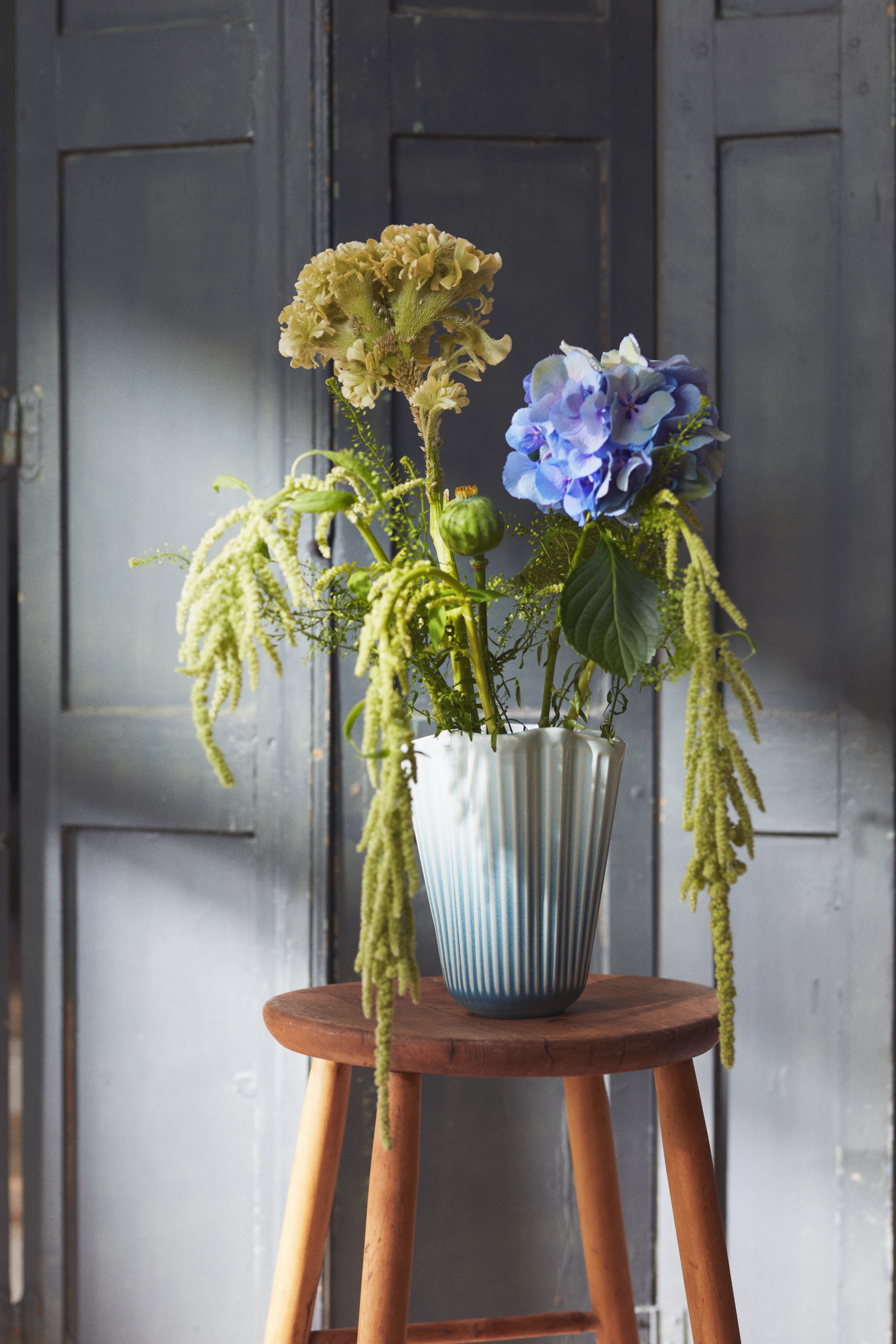 Unfold Vase H20.5 cm from Kähler in Blue color, made of Ceramics