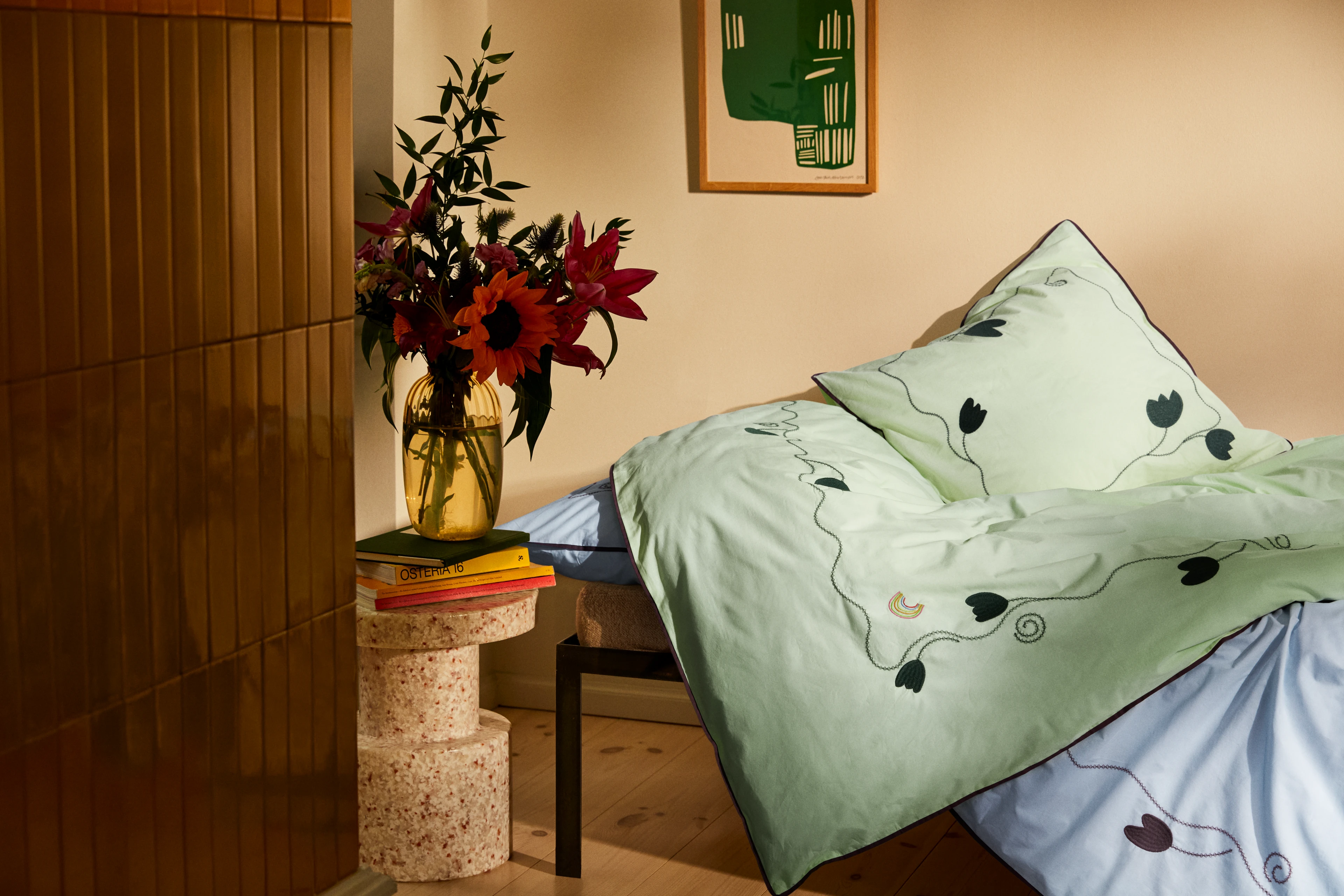 Bed linen 140x200 cm from JUNA in Light blue color, made of Cotton