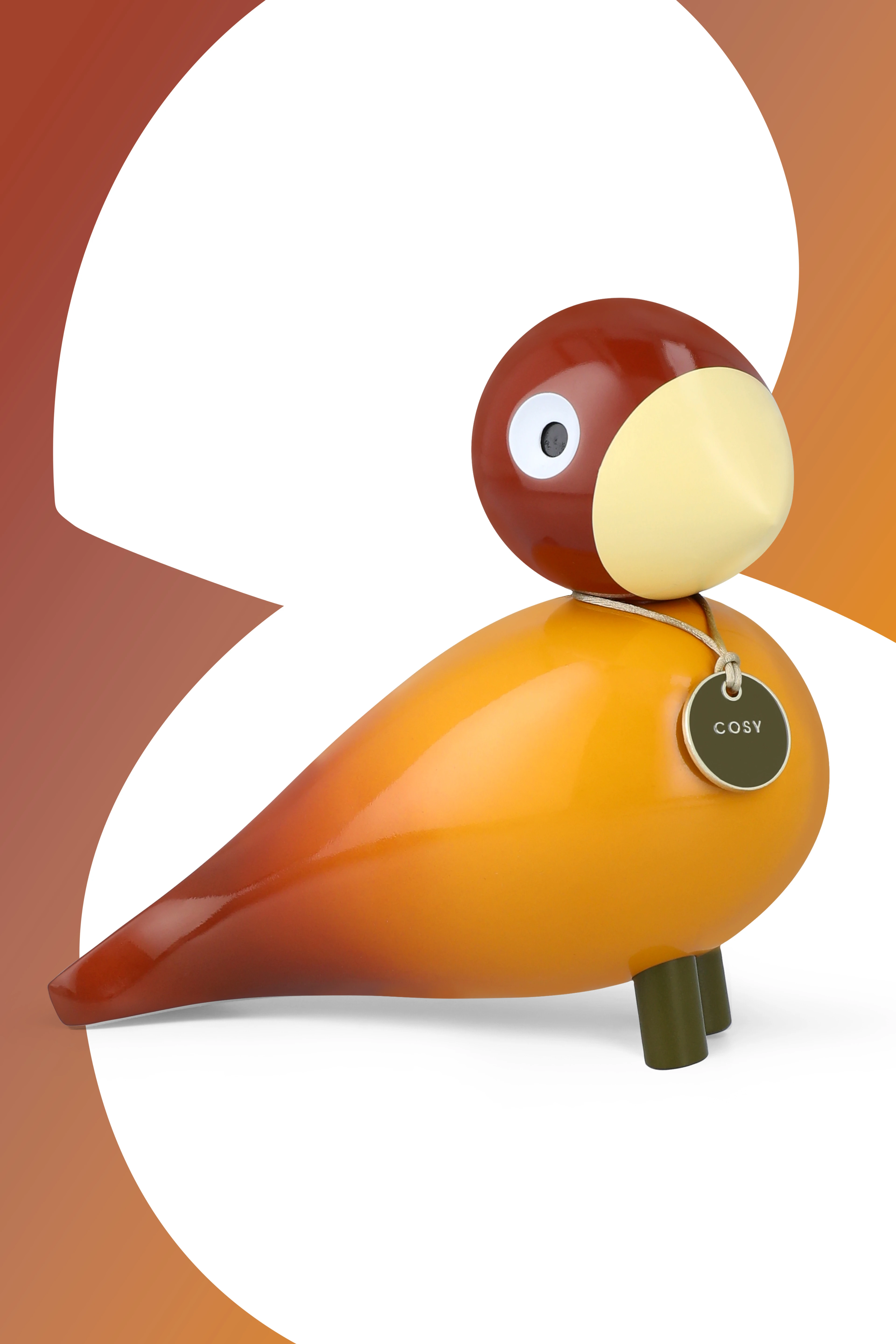Cosy Story Bird H15.5 cm from Kay Bojesen in Orange color, made of Wood