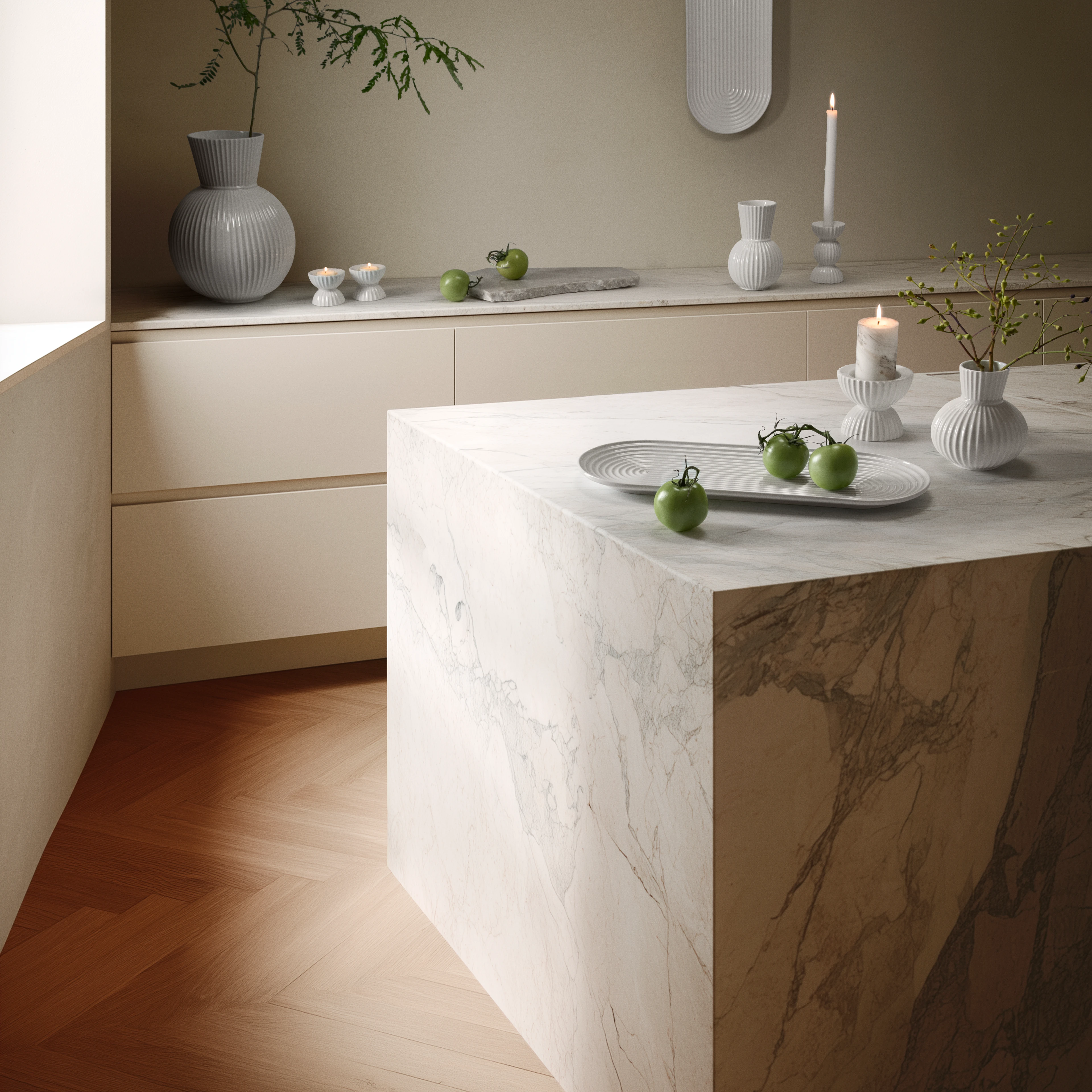 Ovalt serveringsfad 48x20 cm fra Lyngby Porcelæn i farven Hvid, lavet af Keramik