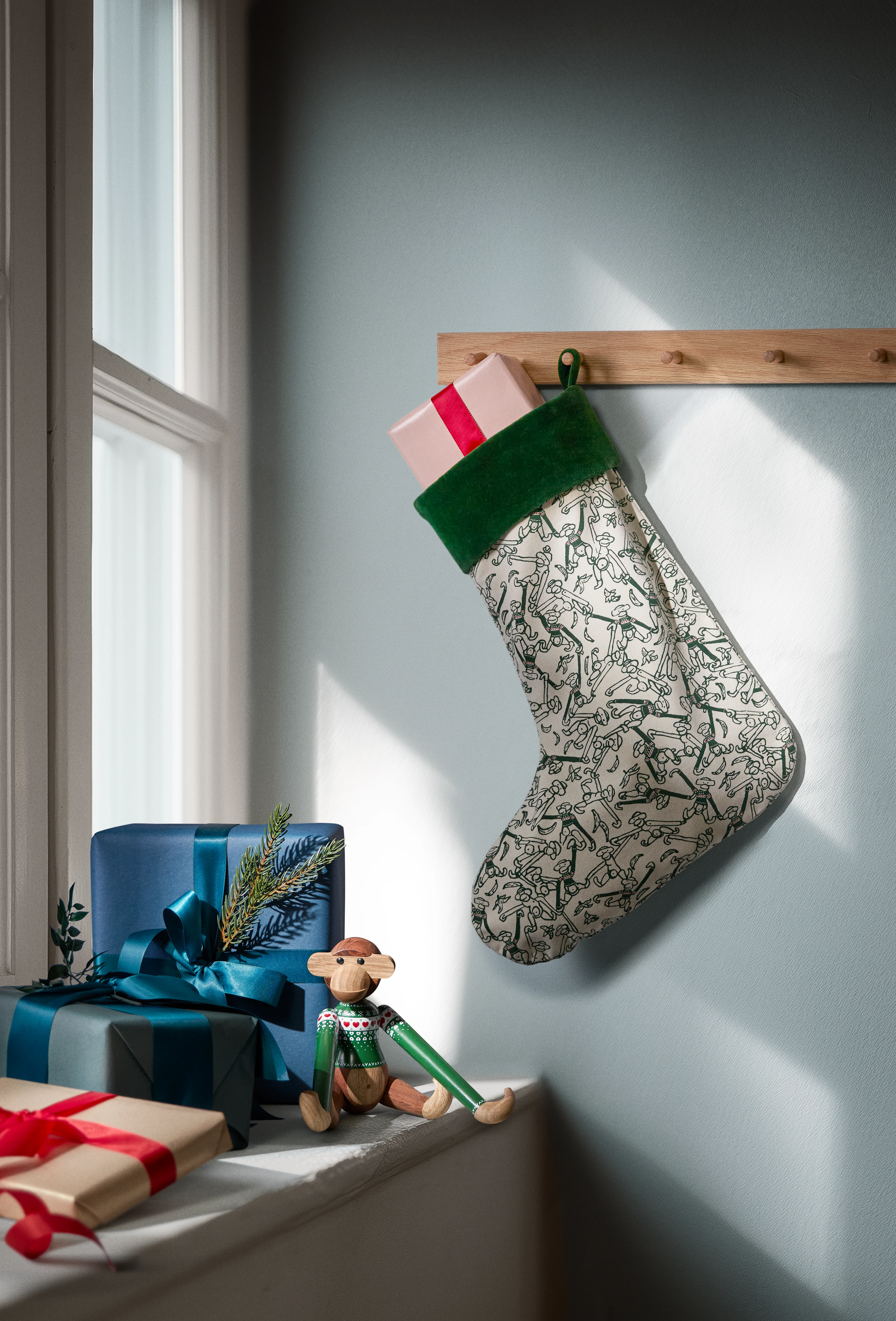 Kay Weihnachtssocke 2025 von Kay Bojesen in der Farbe Grün, hergestellt aus Baumwollmischung