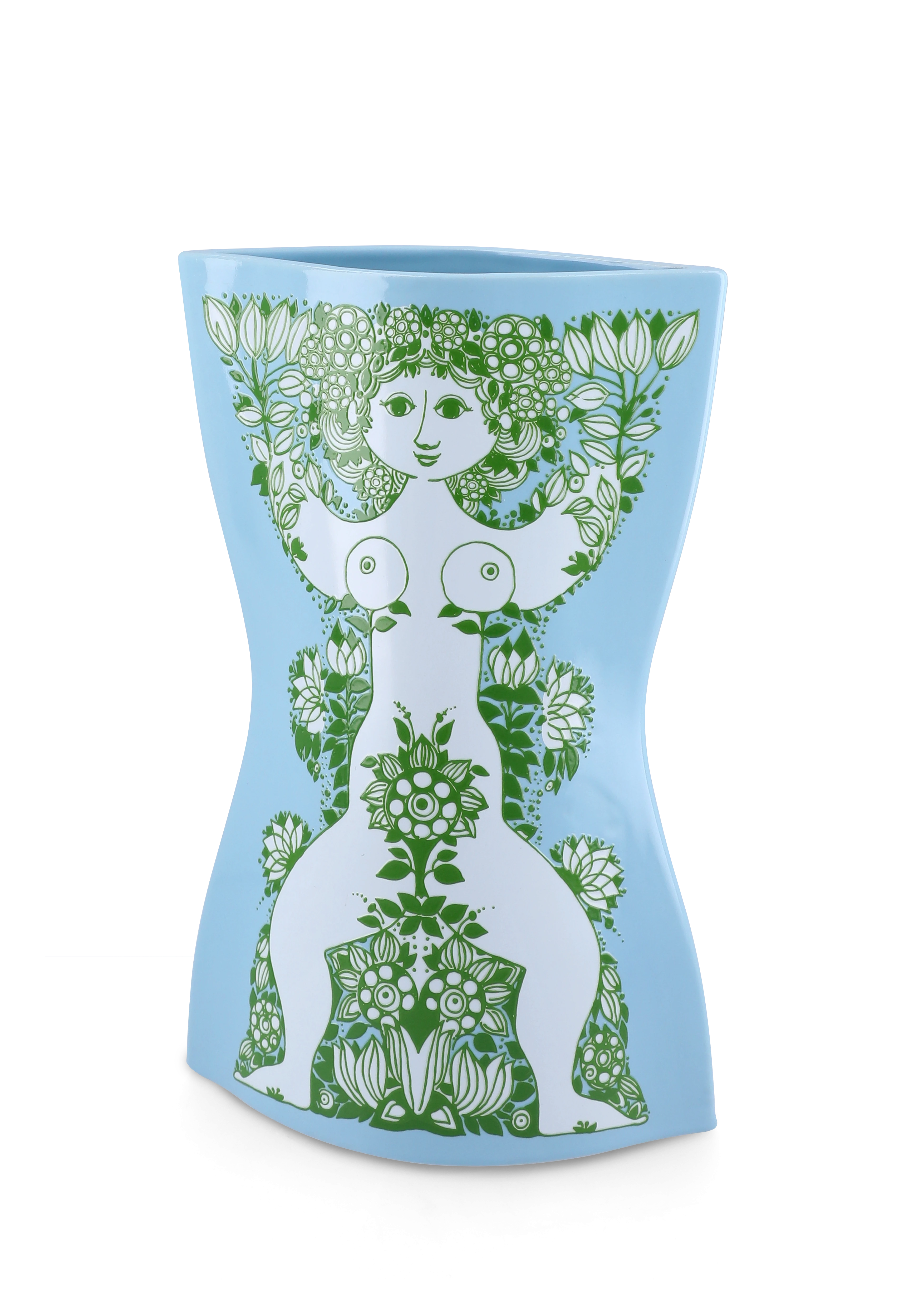 Vase H28.5 cm fra Bjørn Wiinblad i farven Lys blå/Grøn, lavet af Keramik