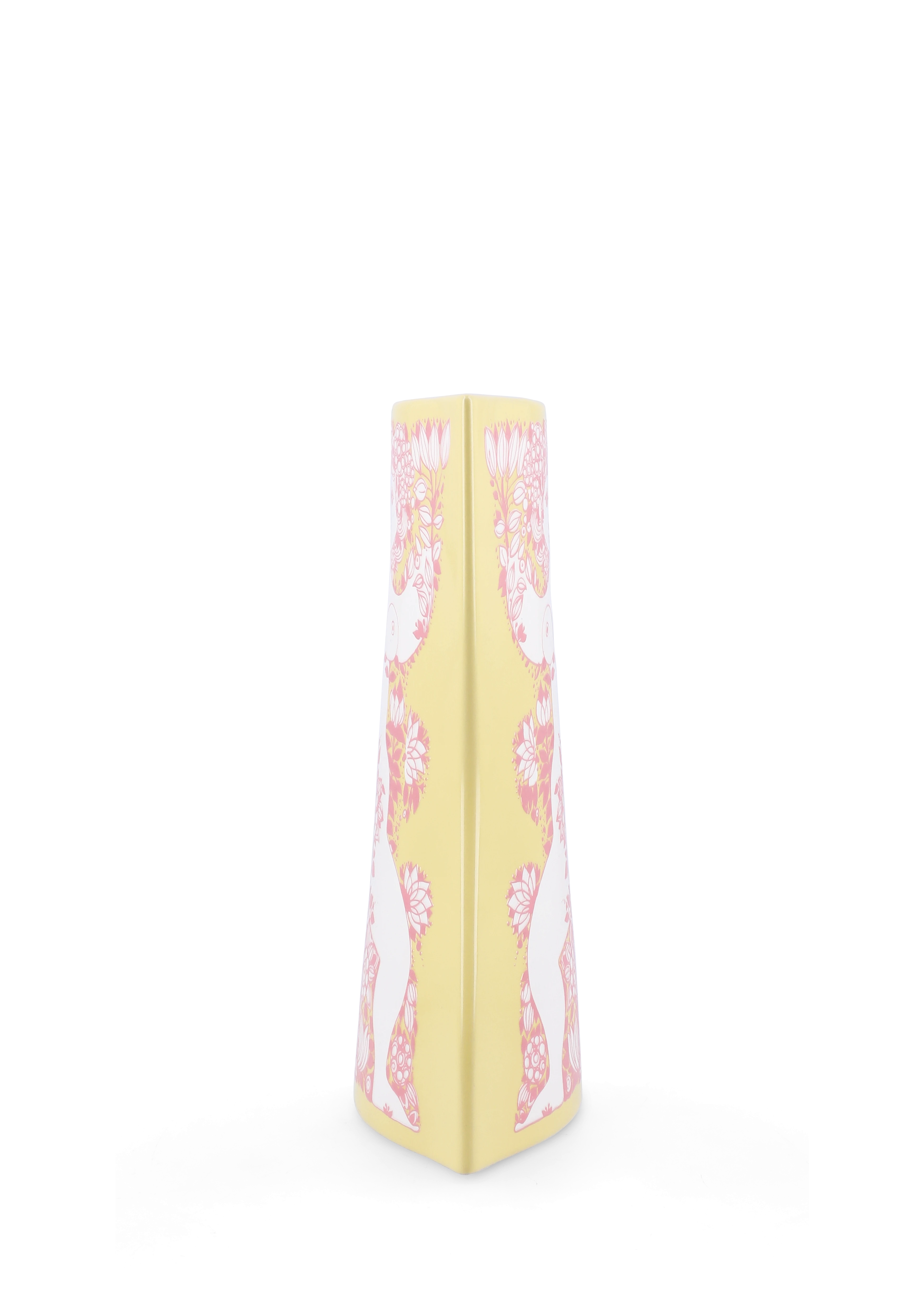 Vase H22 cm from Bjørn Wiinblad in Yellow/Pink color, made of Ceramics