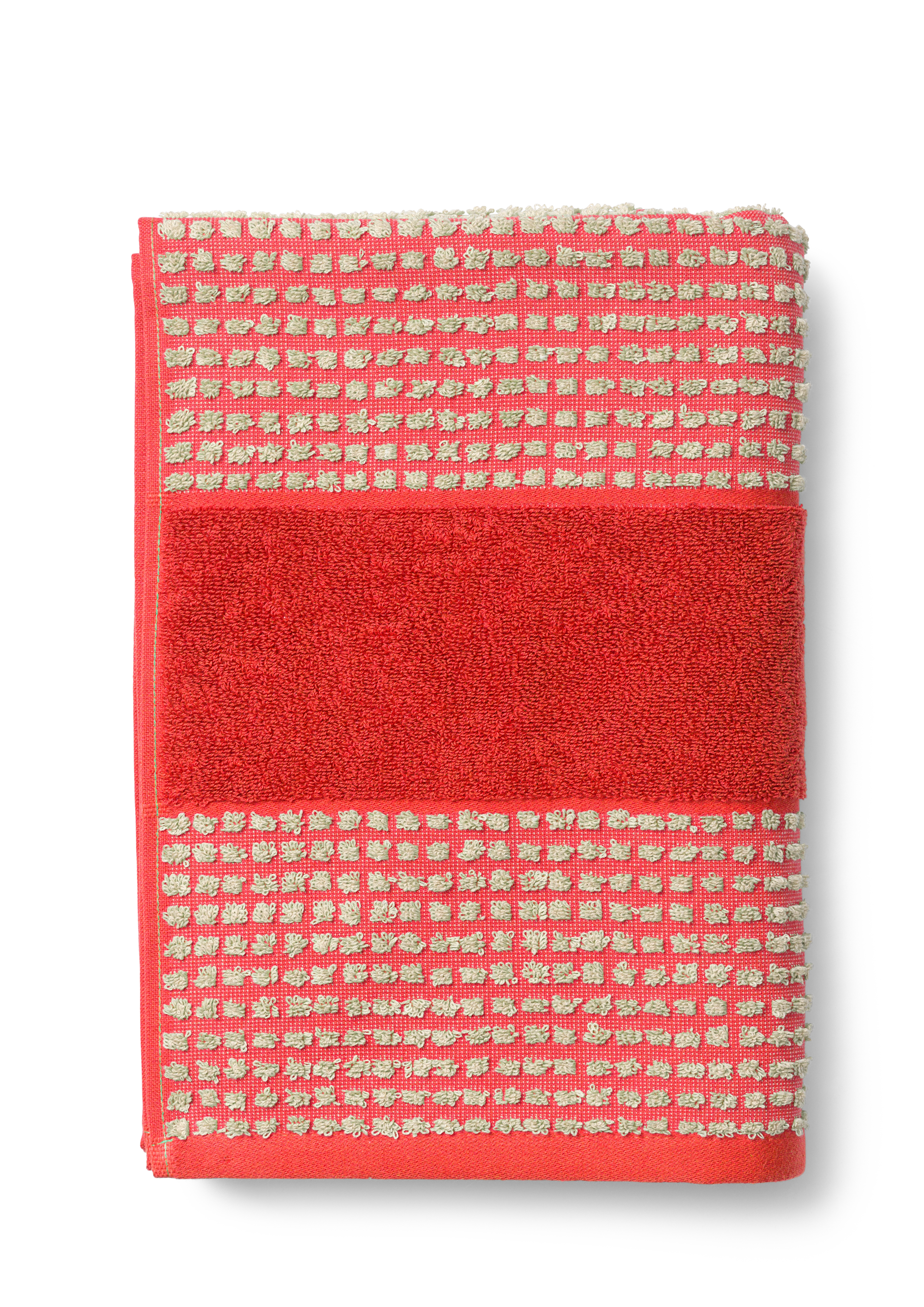 Towel 70x140 cm from JUNA in Red/Sand color, made of Cotton