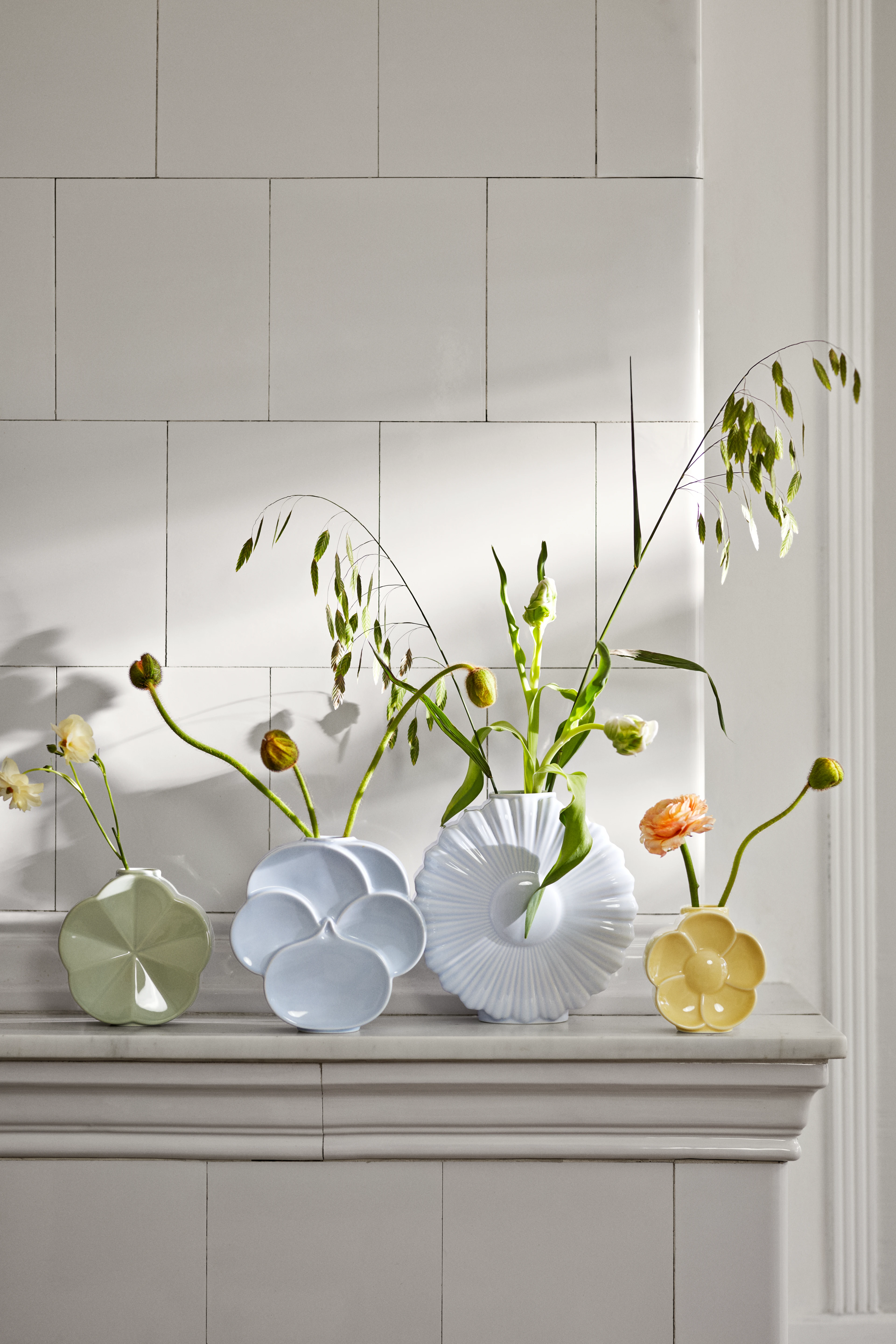 Morning glory Vase H14 cm from Lyngby Porcelæn in Green color, made of Ceramics