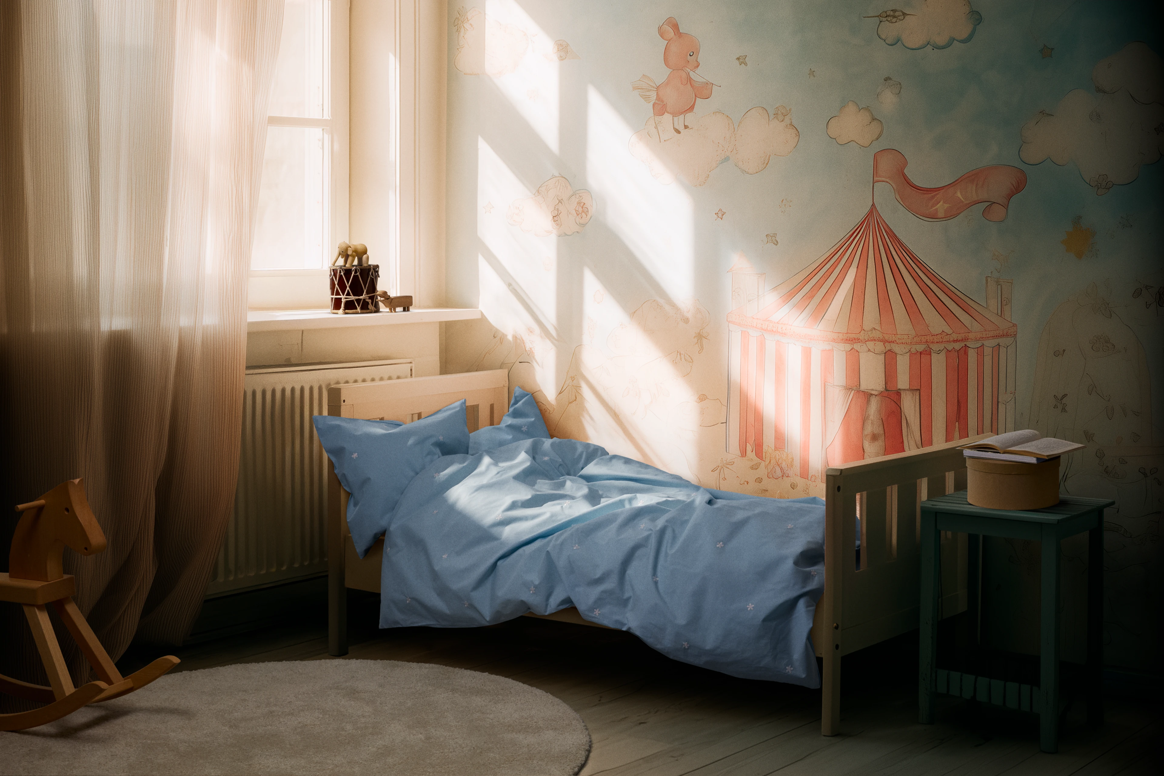 Junior Bed linen 100x140 cm from JUNA in Light blue color, made of Cotton