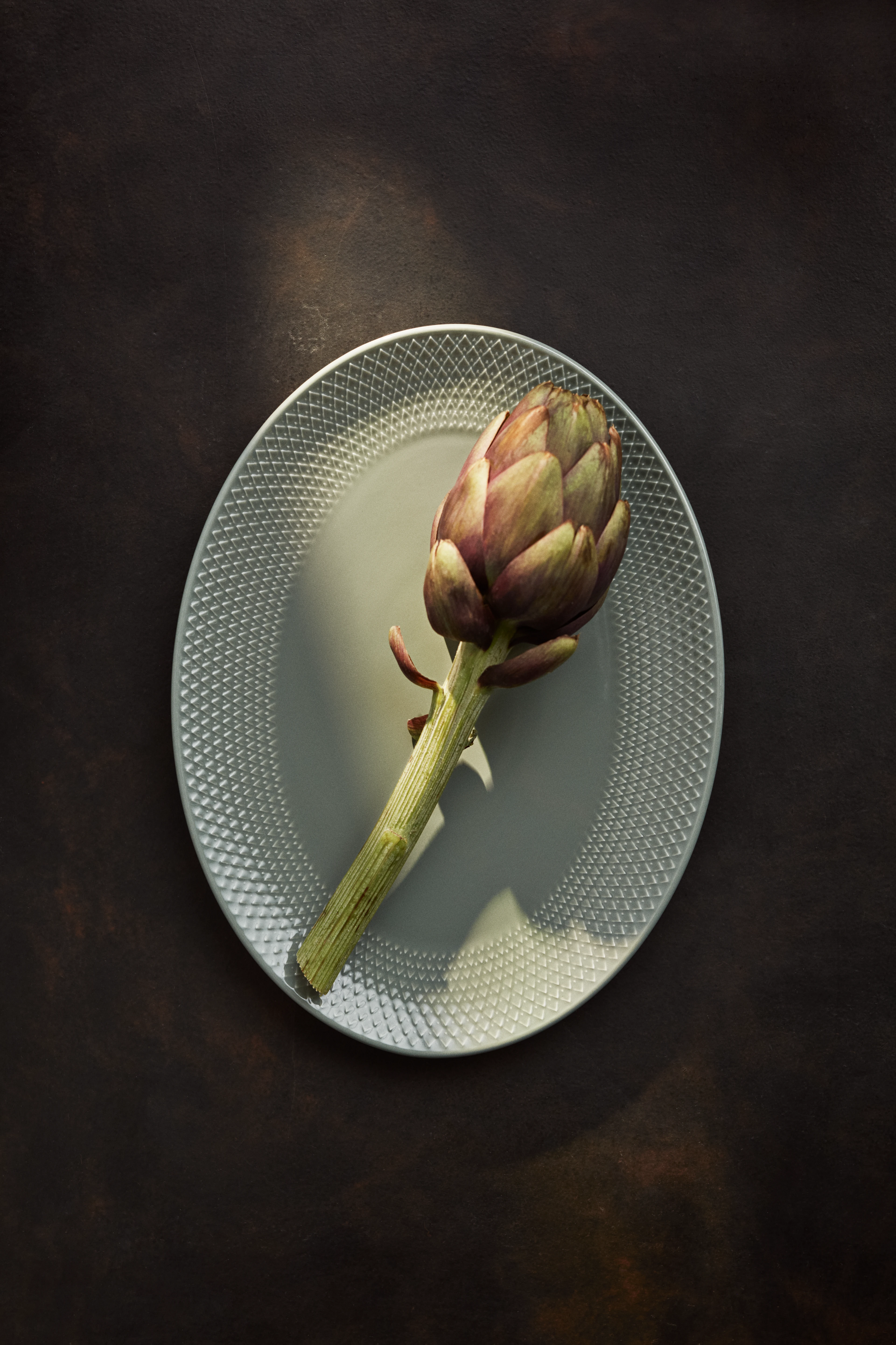 Ovale Servierplatte 28.5x21.5 cm von Lyngby Porcelæn in der Farbe Moss, hergestellt aus Keramik