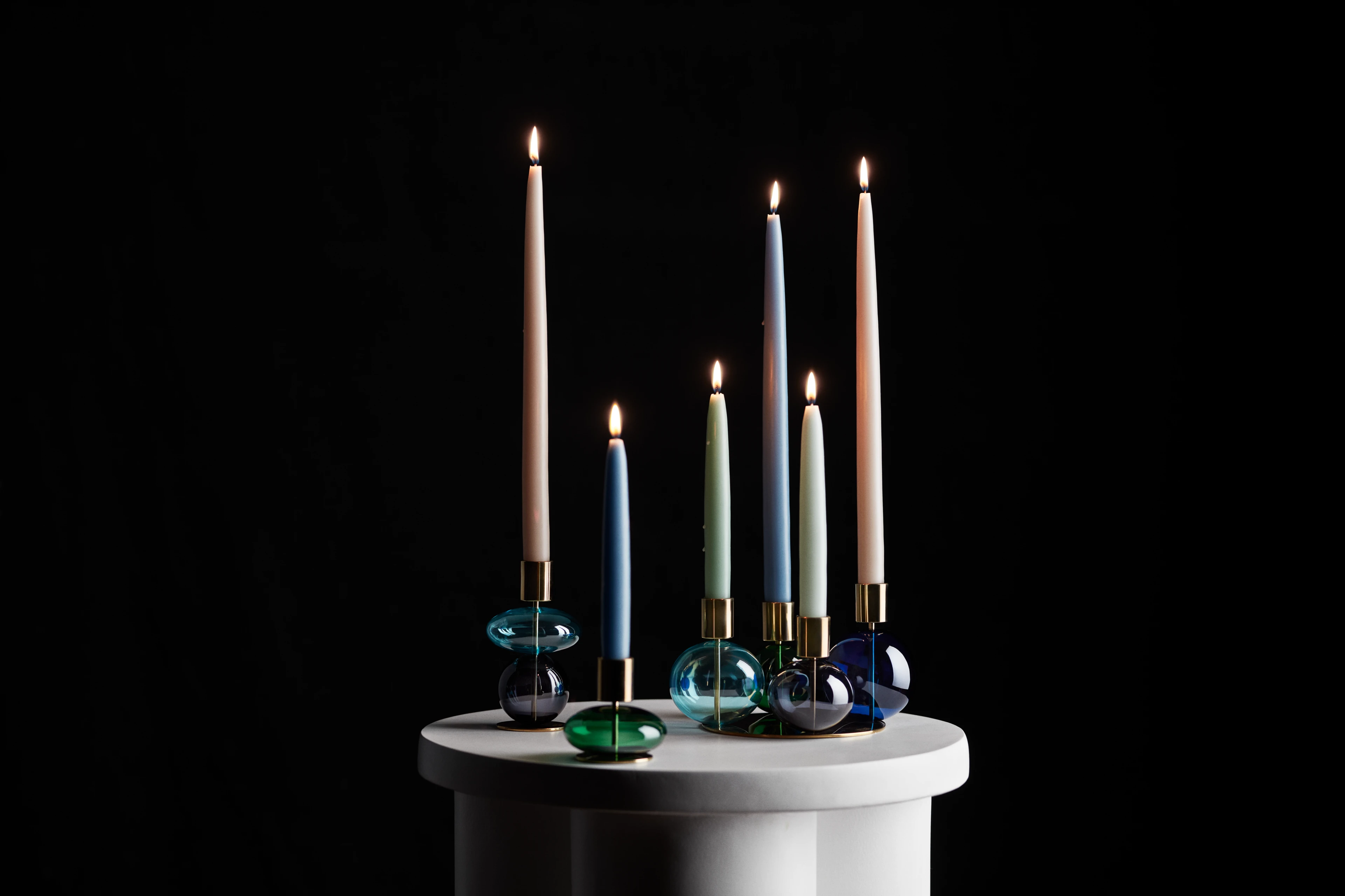 Candle holder H8 cm from Holmegaard in Green color, made of Glass