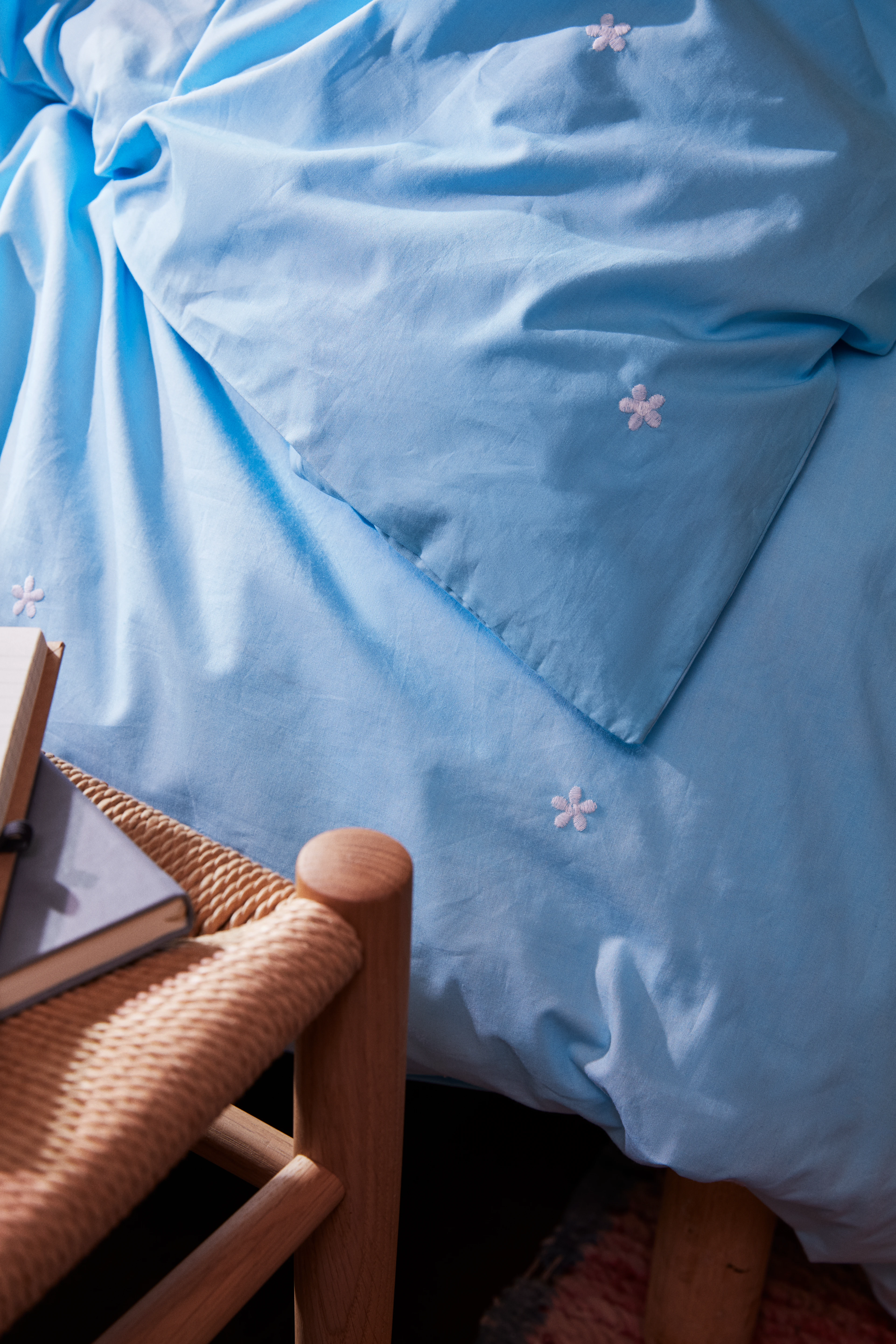 Bed linen 150x210 cm from JUNA in Light blue color, made of Cotton