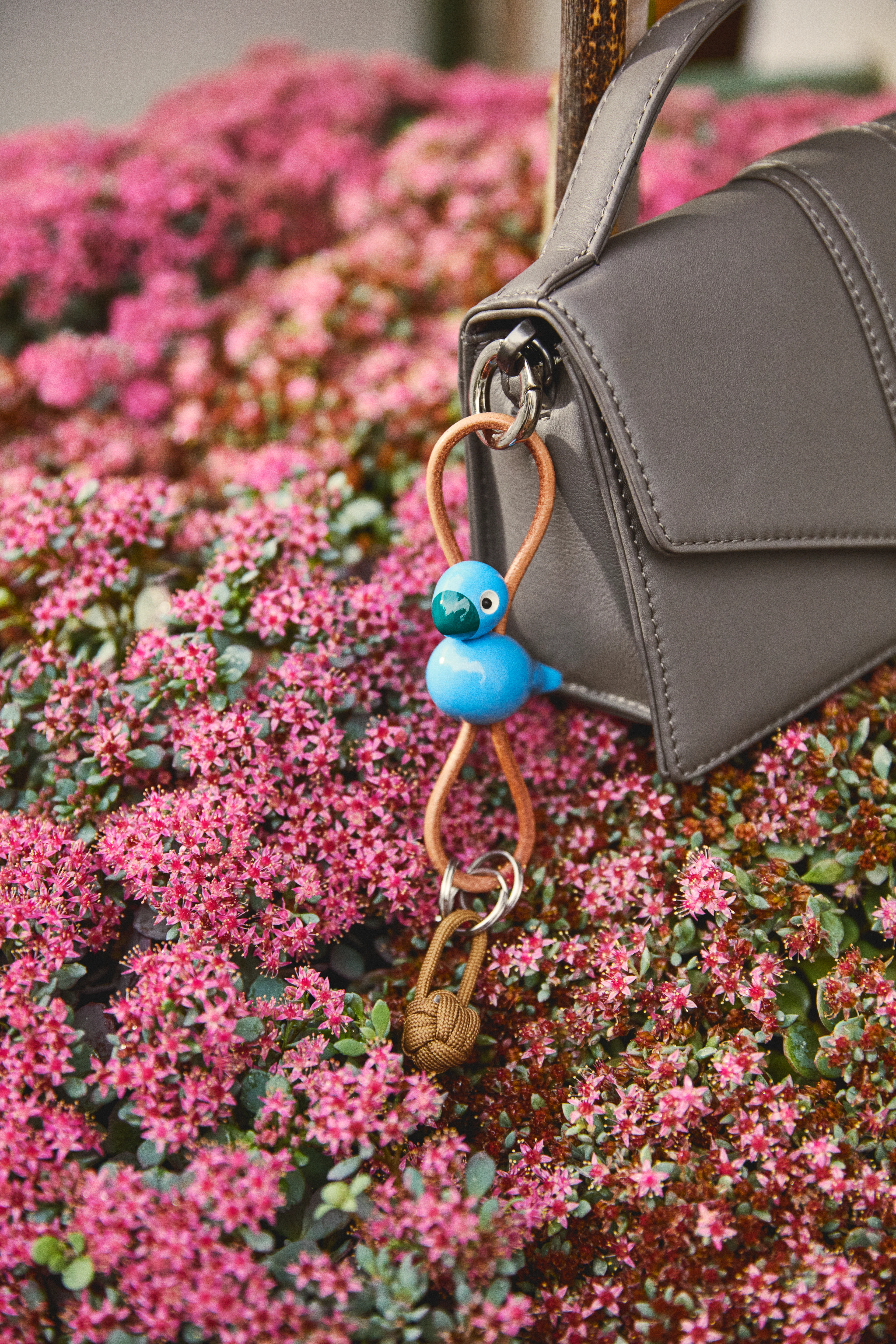 Bird silver metal Keychain with Natural Leather from Kay Bojesen in Blue color, made of Wood