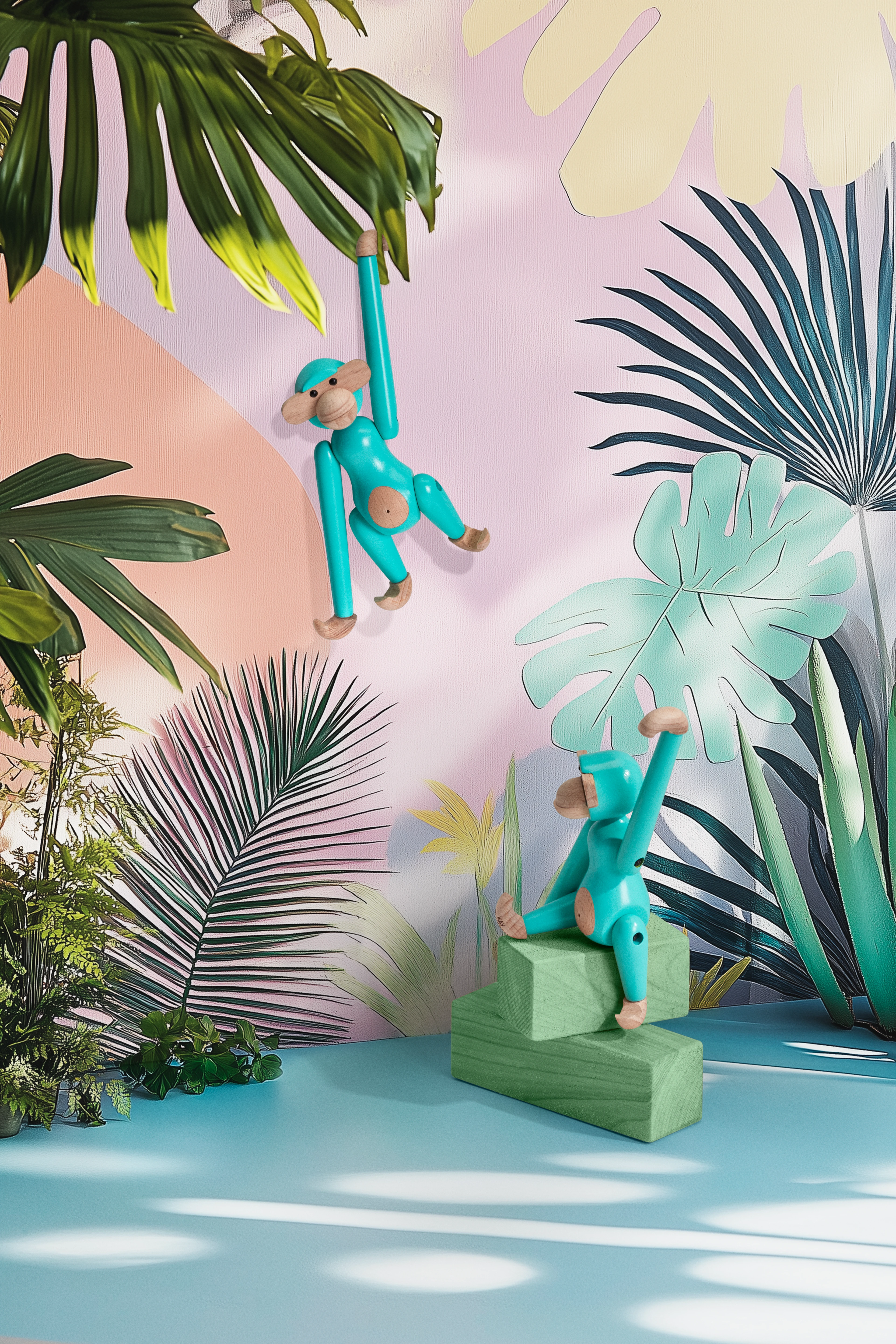 Monkey mini from Kay Bojesen in Turquoise color, made of Wood