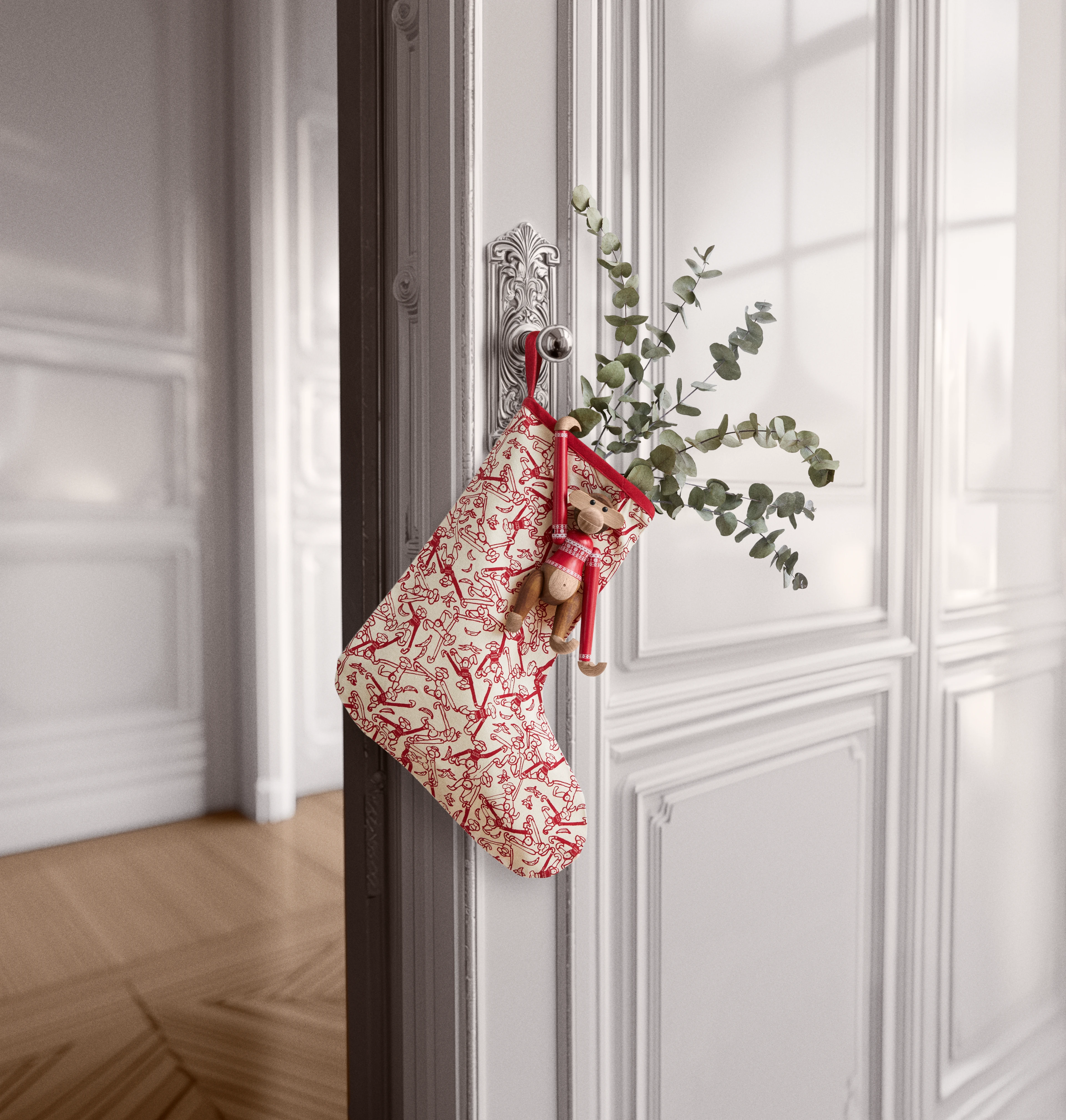 Kay Weihnachtssocke H45 von Kay Bojesen in der Farbe Rot/Weiss, hergestellt aus Baumwollmischung