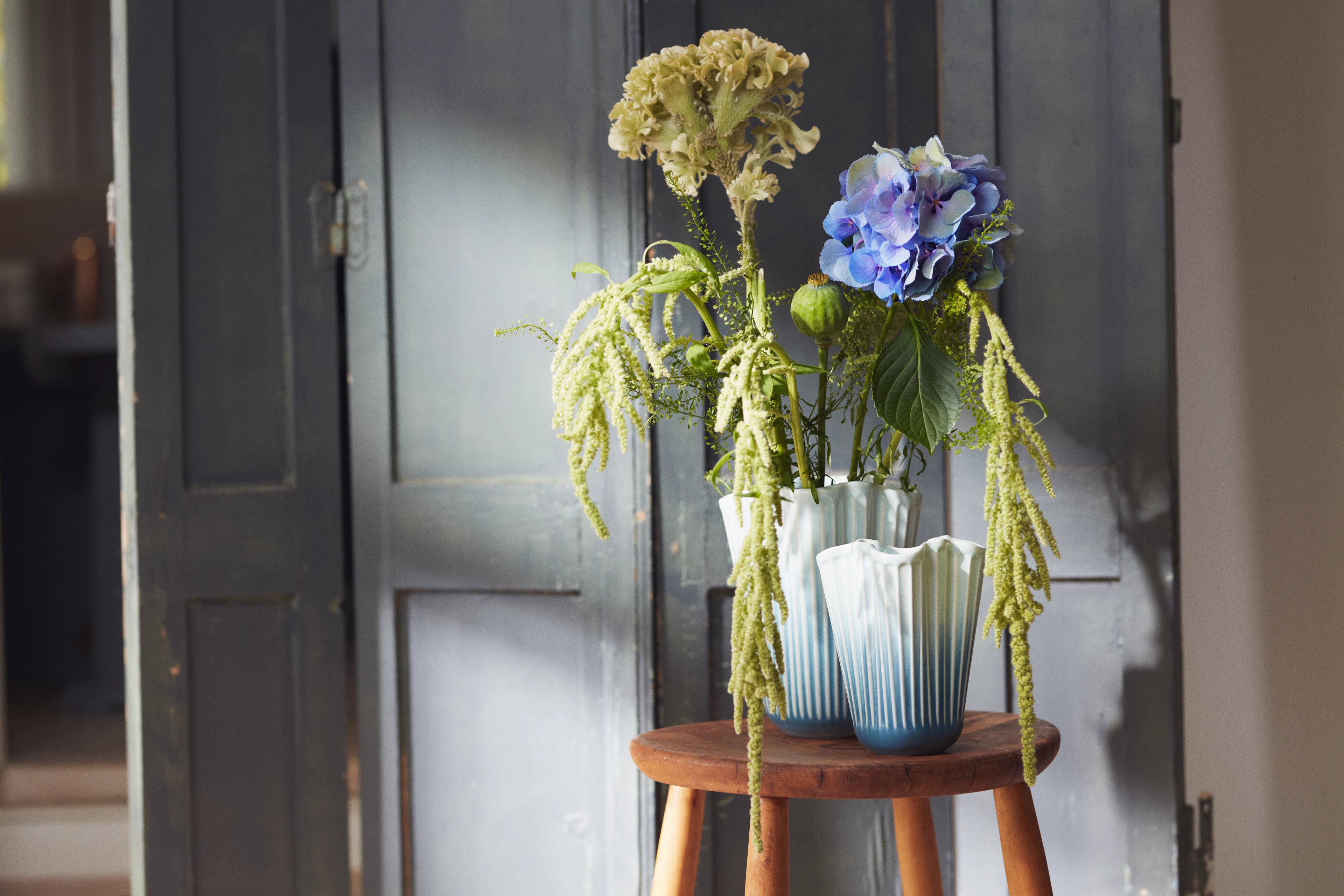 Unfold Vase H20.5 cm from Kähler in Blue color, made of Ceramics