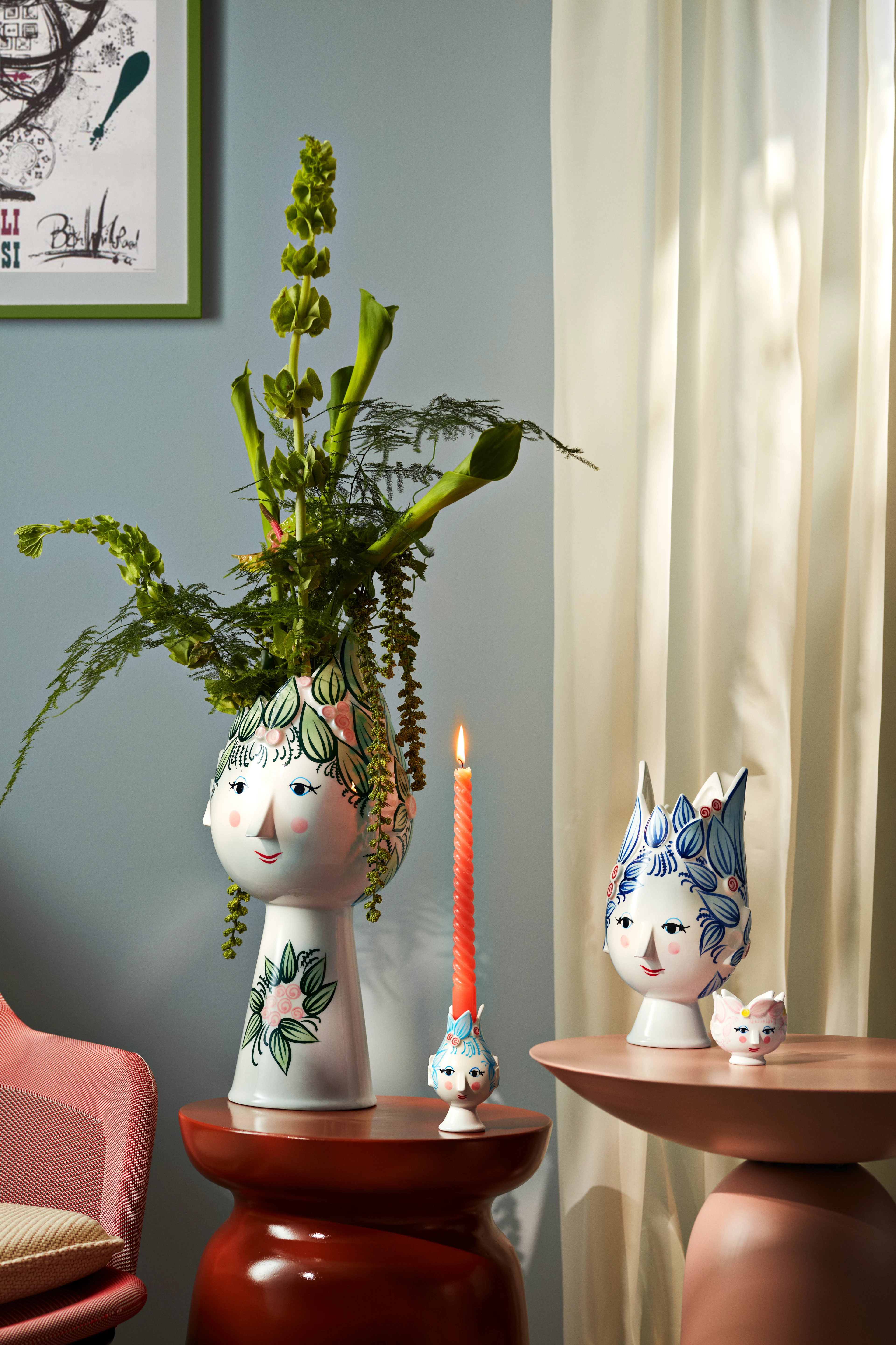 Vase H25 cm from Bjørn Wiinblad in Blue color, made of Ceramics