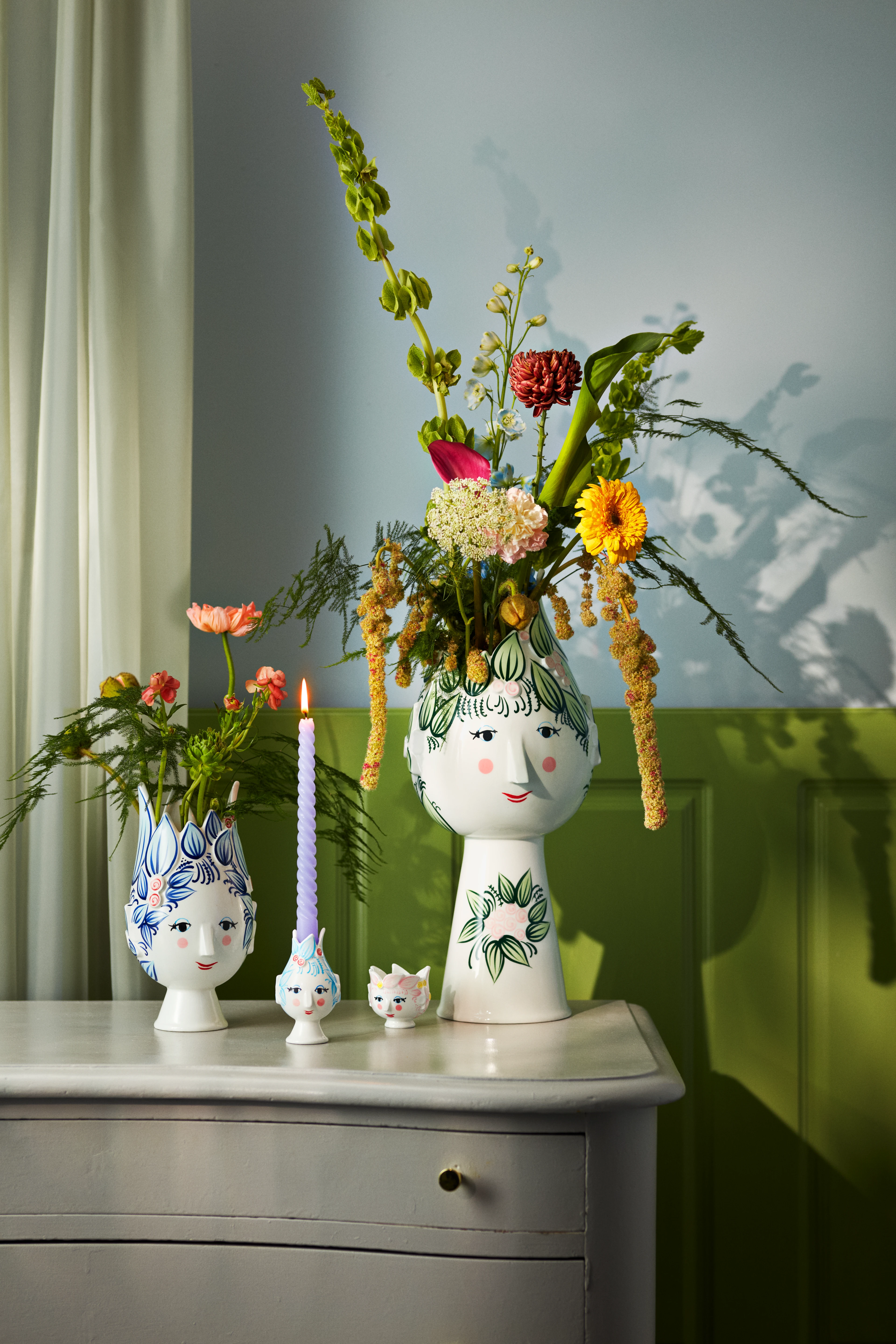 Vase H25 cm fra Bjørn Wiinblad i farven Blå, lavet af Keramik