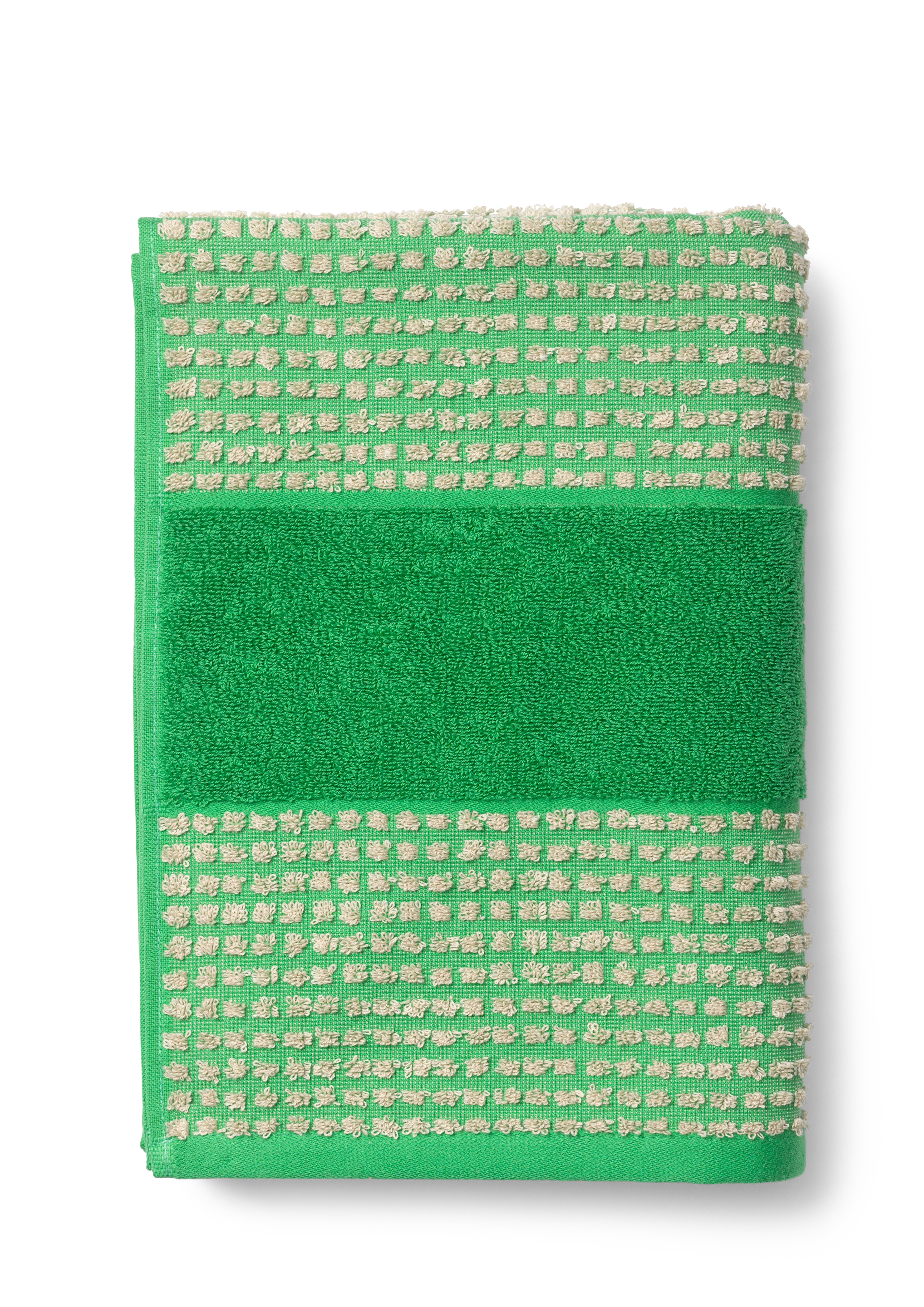 Towel 70x140 cm from JUNA in Green/Sand color, made of Cotton
