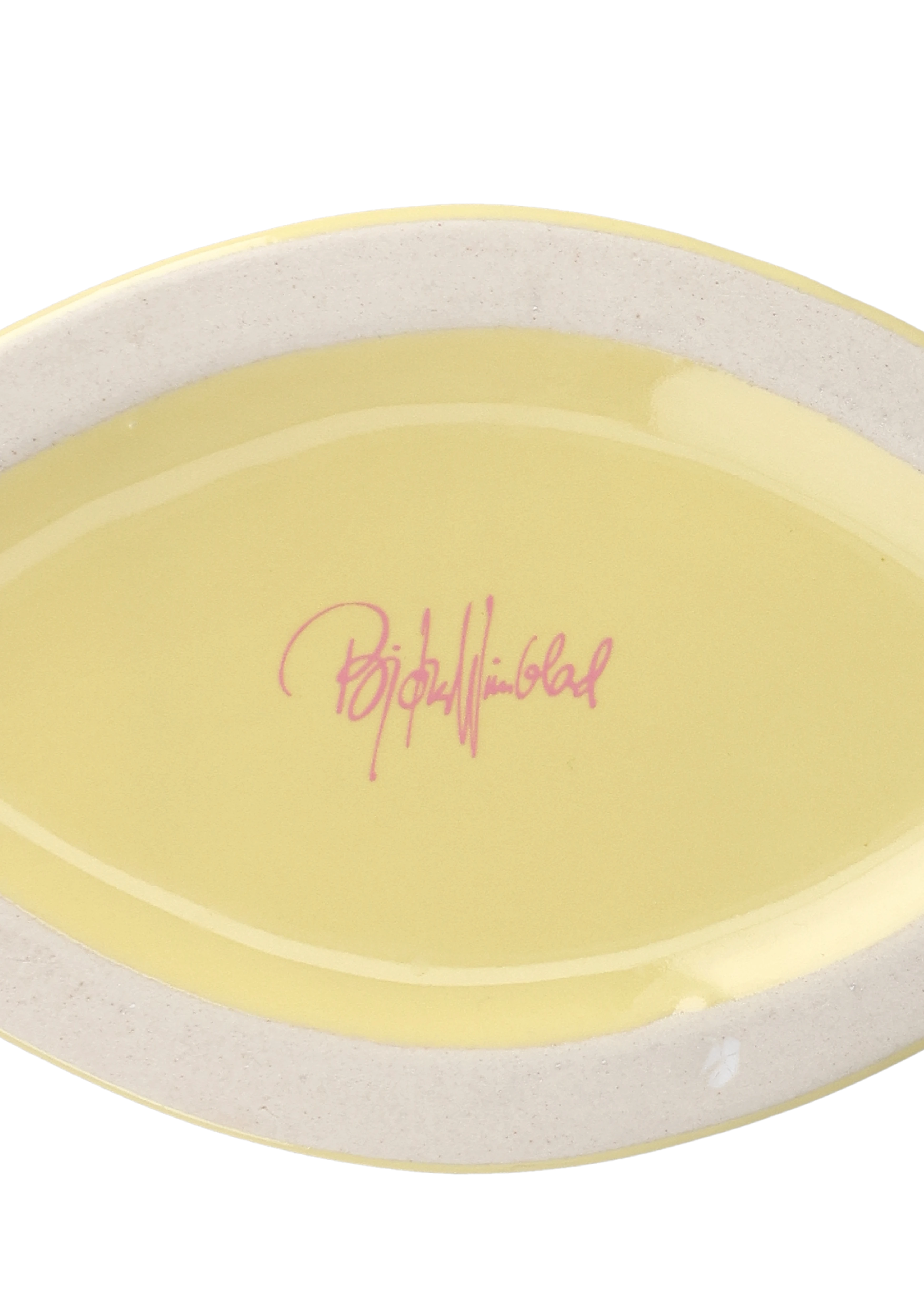 Vase H22 cm from Bjørn Wiinblad in Yellow/Pink color, made of Ceramics