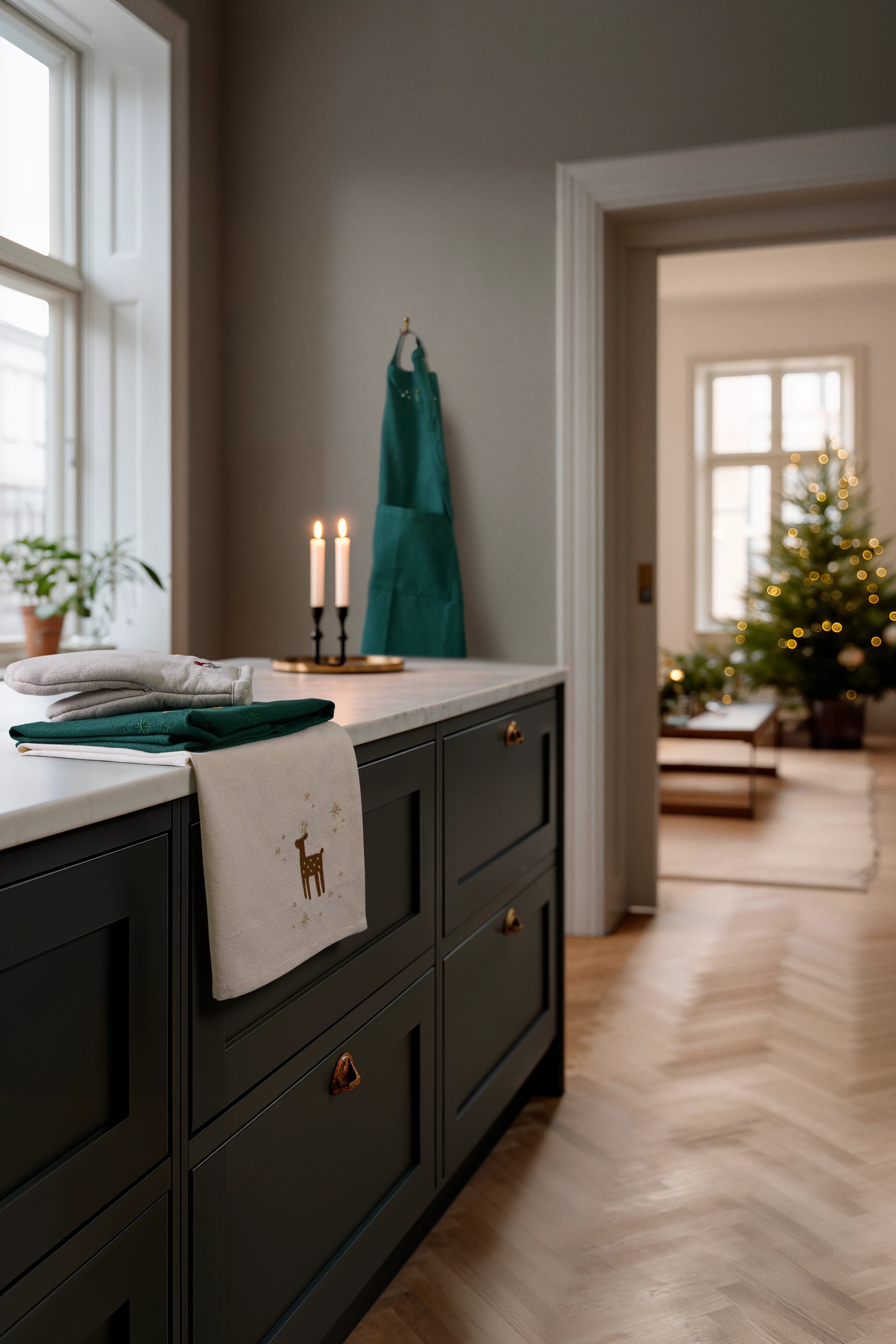 Kjøkkenhåndkle 50x70 cm fra JUNA i fargen Cream, laget av Bomullsblanding