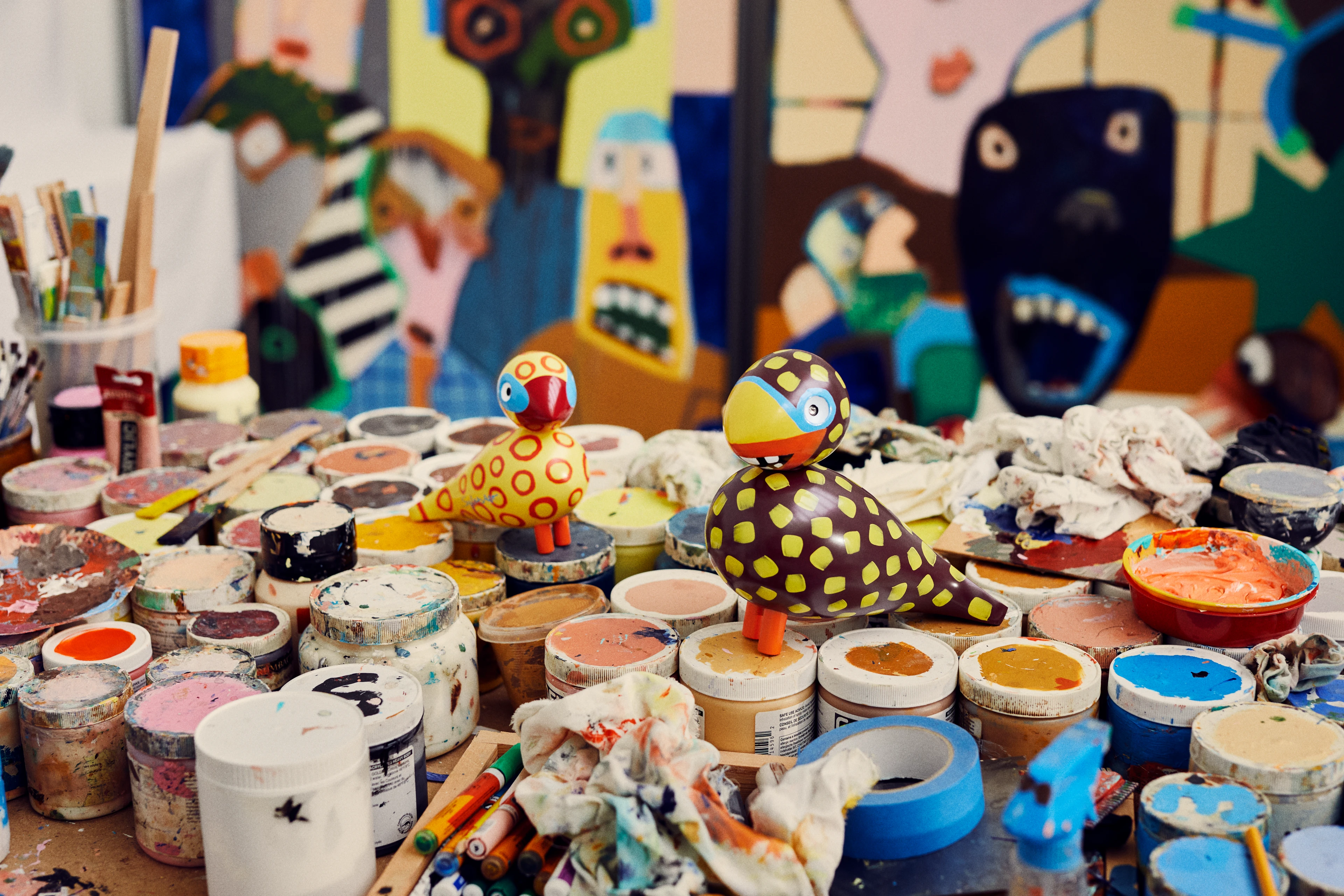 x Leif Sylvester Songbird 2025 H15.5 cm from Kay Bojesen in Blue Eyes color, made of Wood