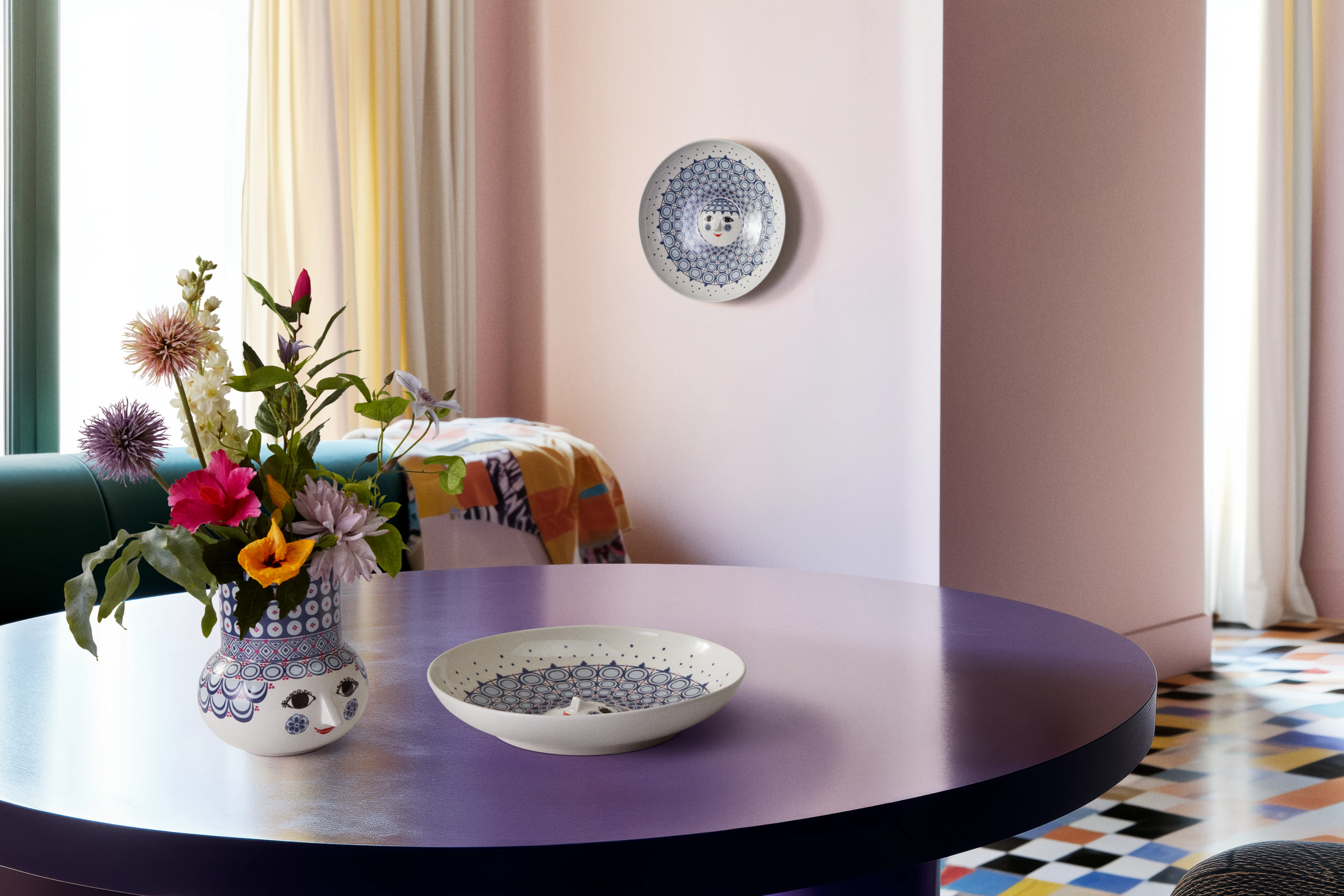 Dish Ø33 cm from Bjørn Wiinblad in Blue color, made of Ceramics