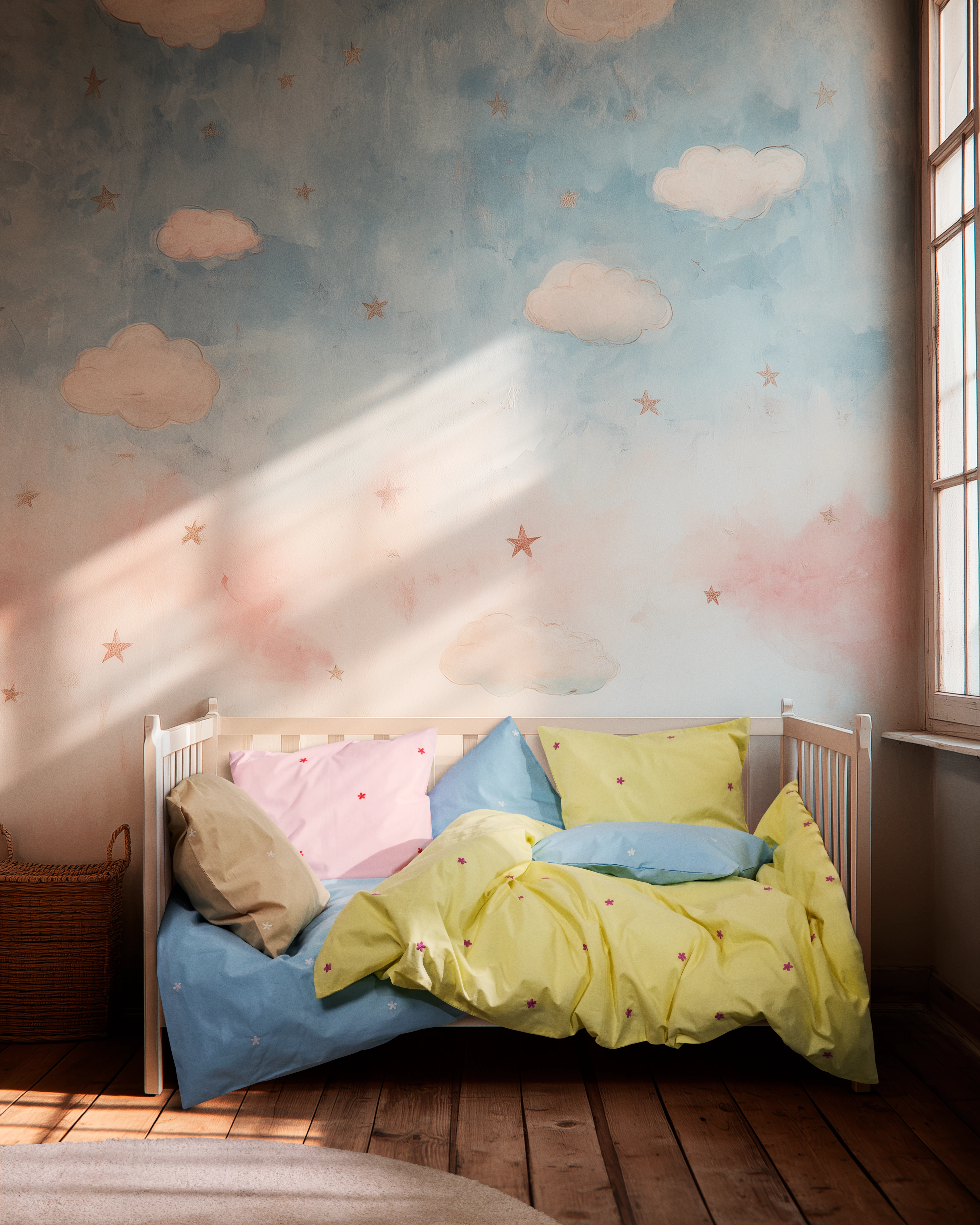 Baby Påslakanset 70x100 cm från JUNA i färgen Gul, tillverkad av Bomull