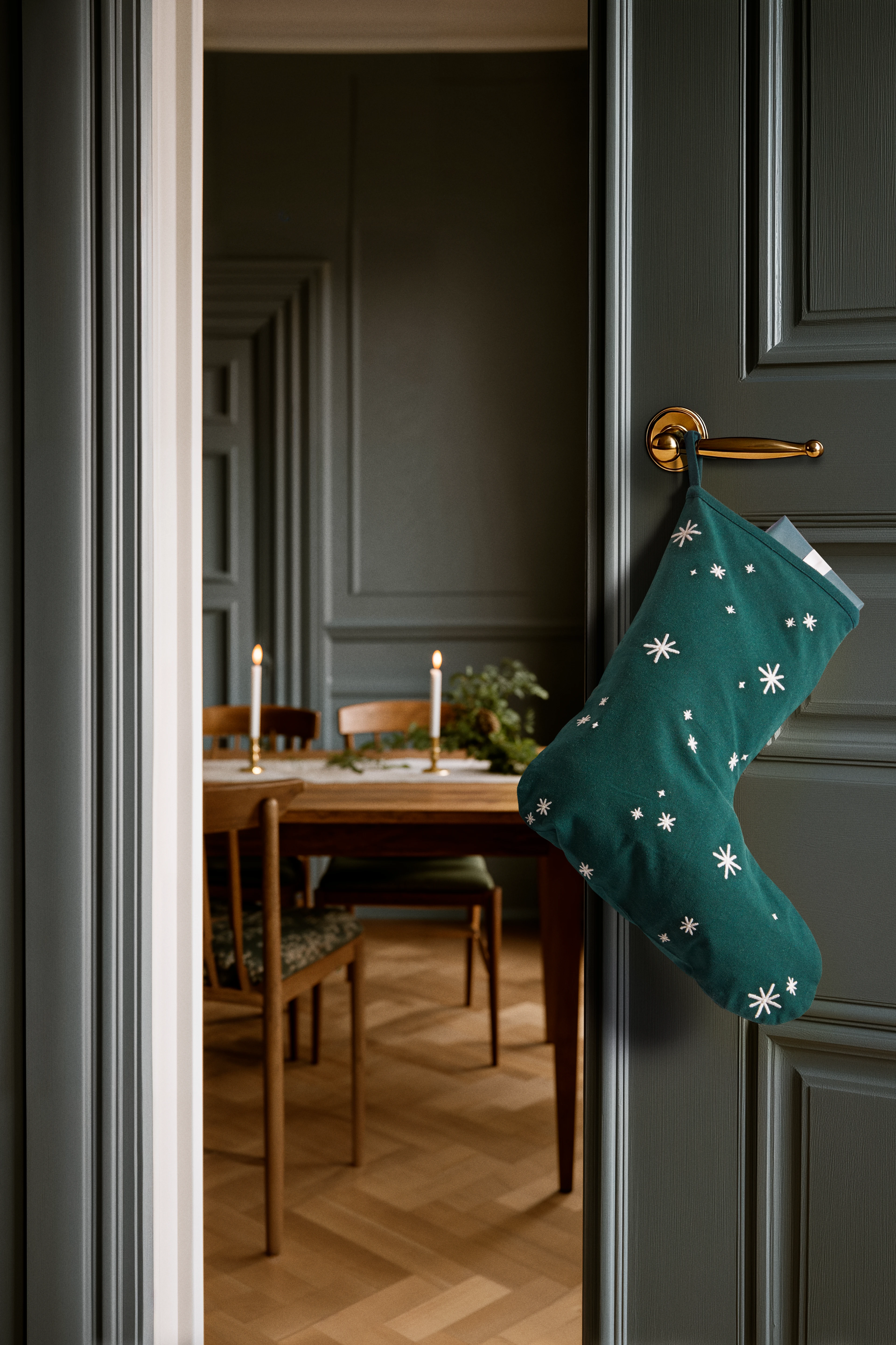 Christmas stocking H45 from JUNA in Green color, made of Cotton blend