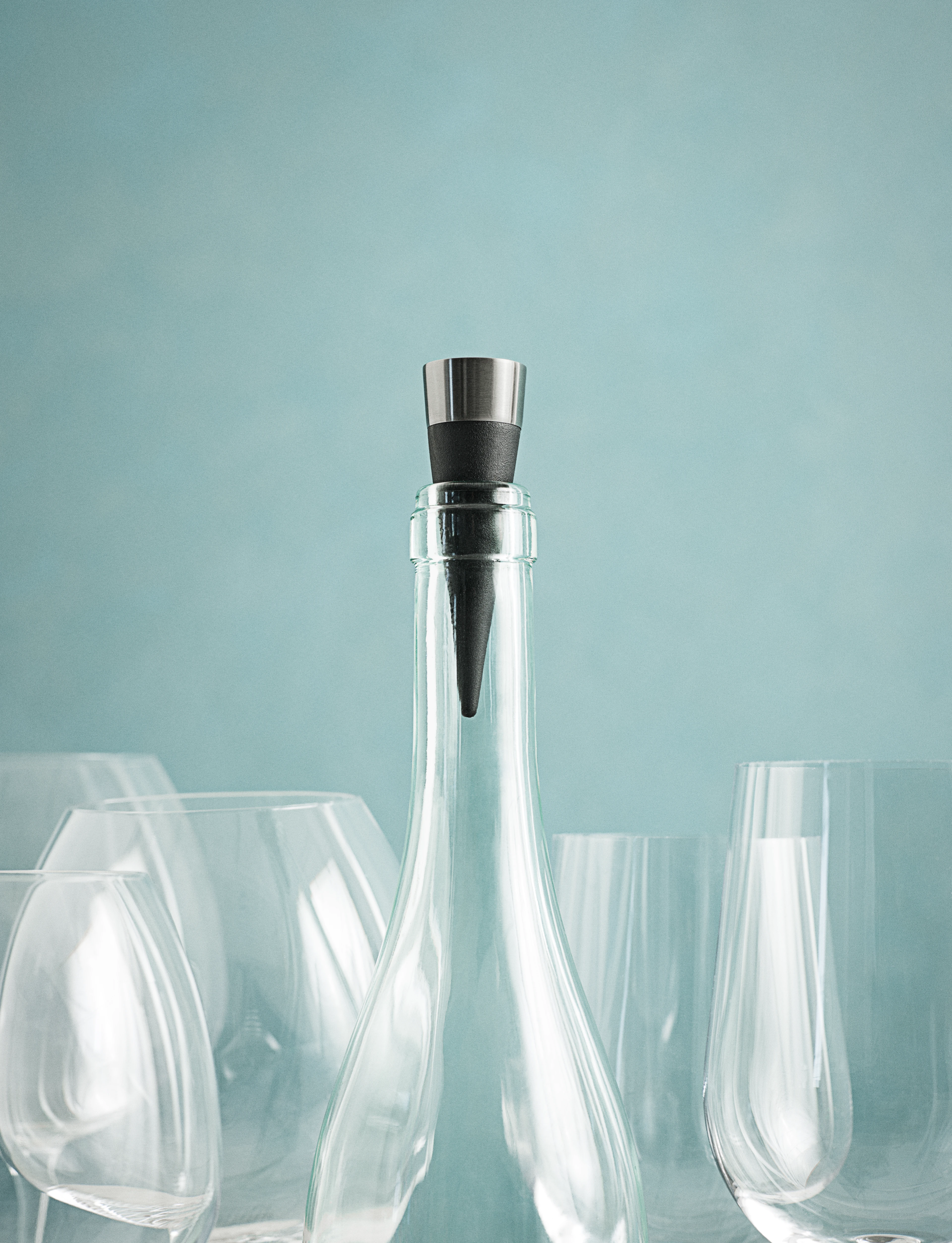 Wine stopper H9 cm from Rosendahl in Black/Steel color, made of Metal