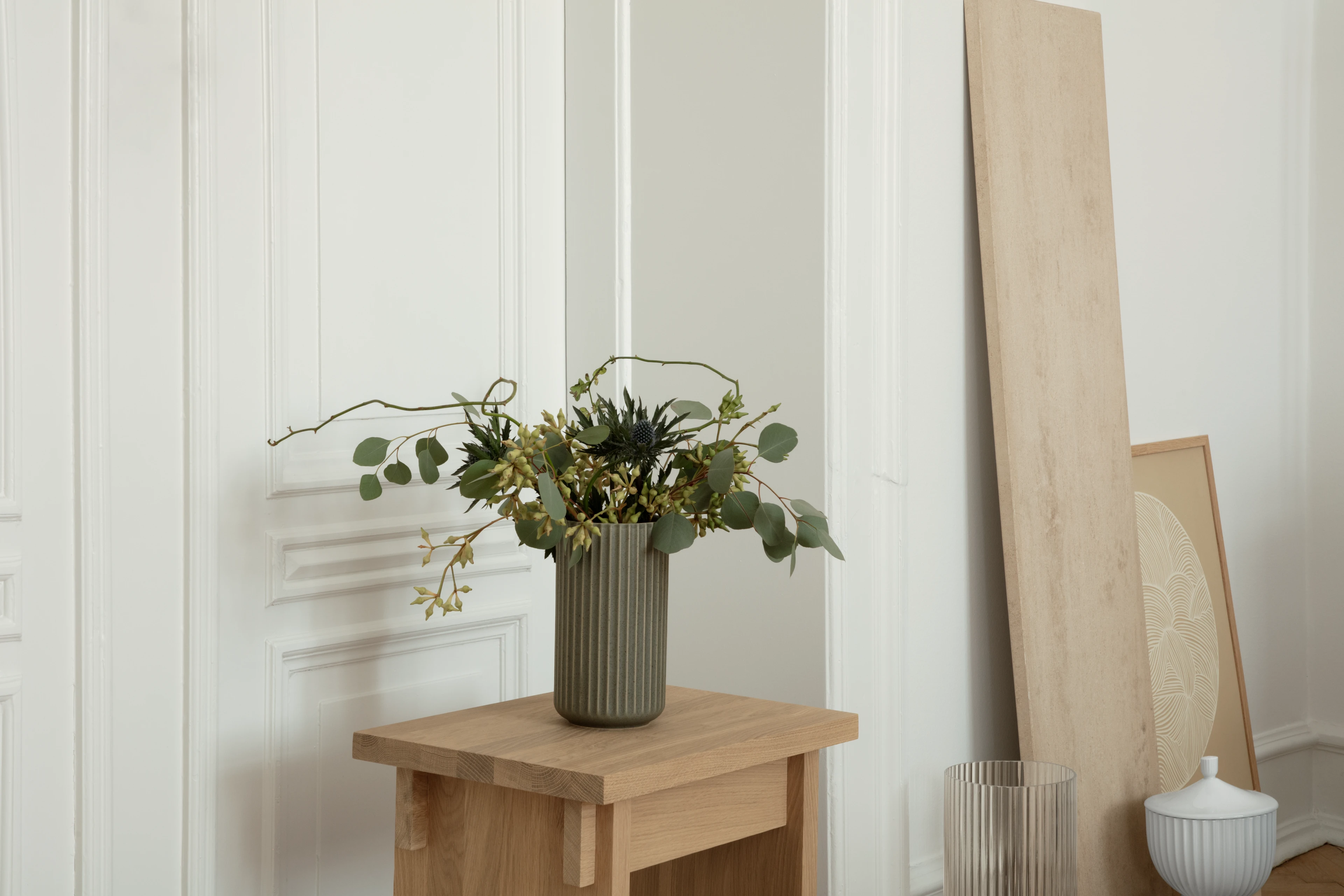 Vase H20.5 cm from Lyngby Porcelæn in Olive green color, made of Ceramics