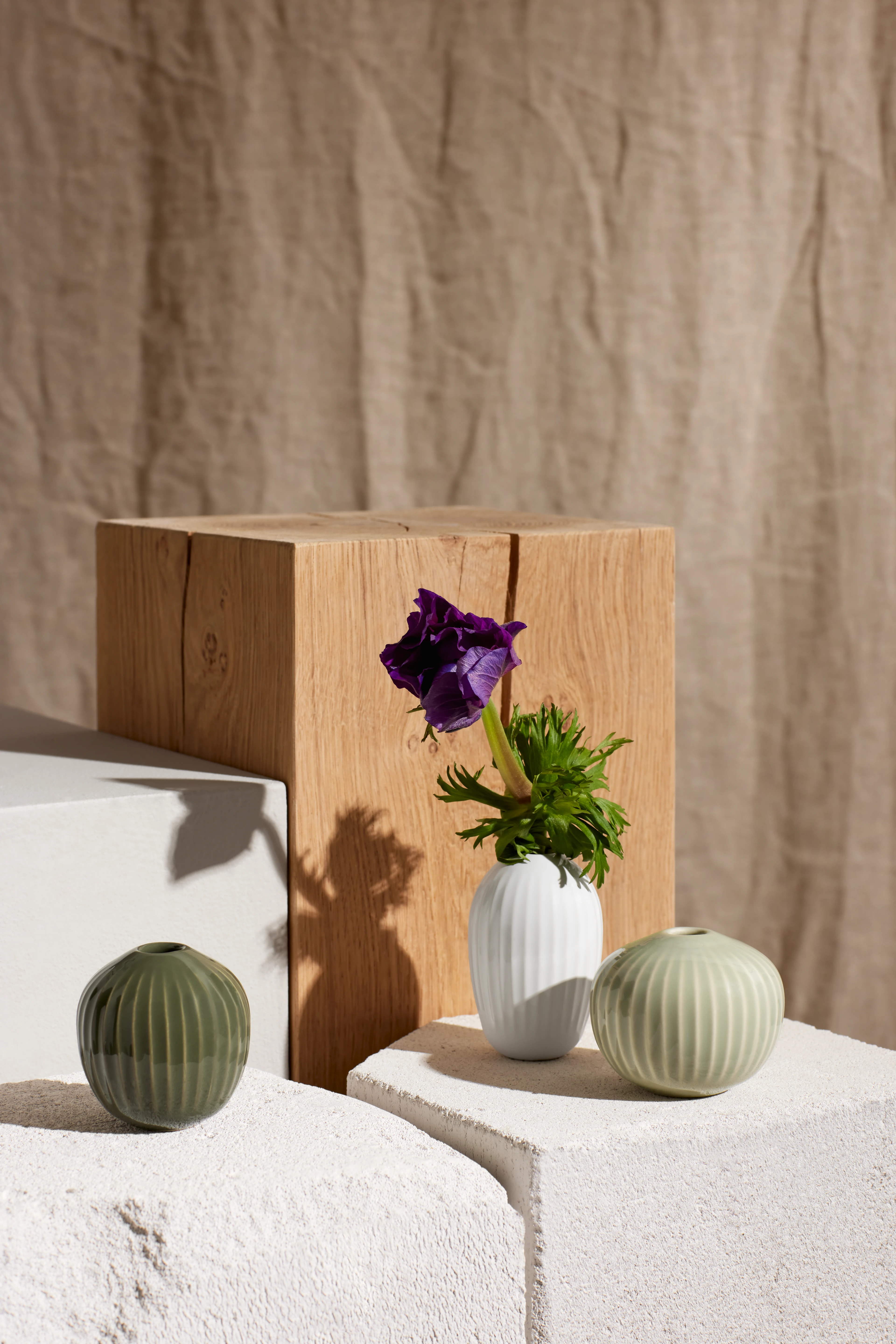 Vase miniature 3 pcs. from Kähler  in Dusty green color, made of Ceramics