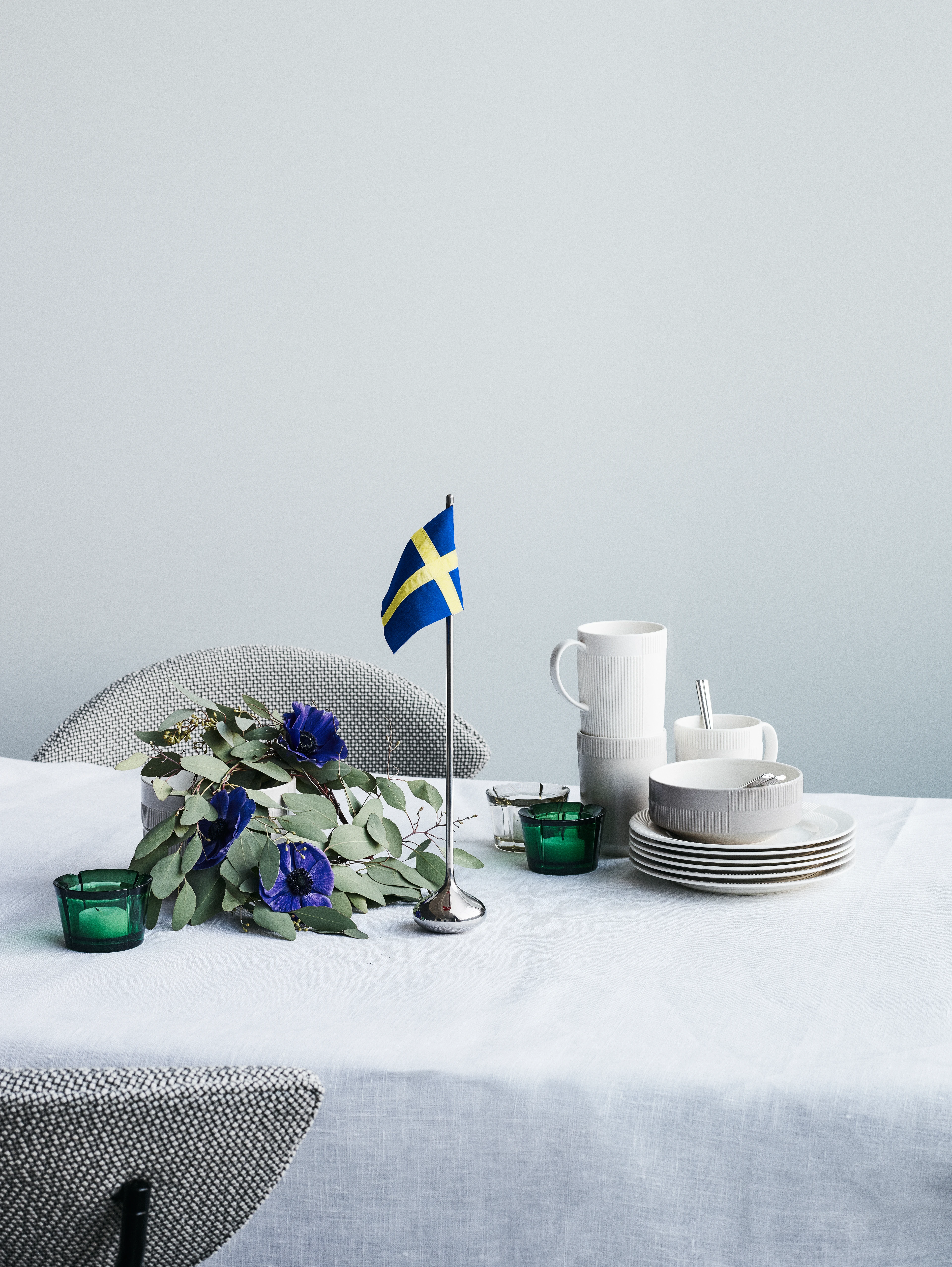 Table flag Swedish H35 cm from Rosendahl in Silver coloured color, made of Metal