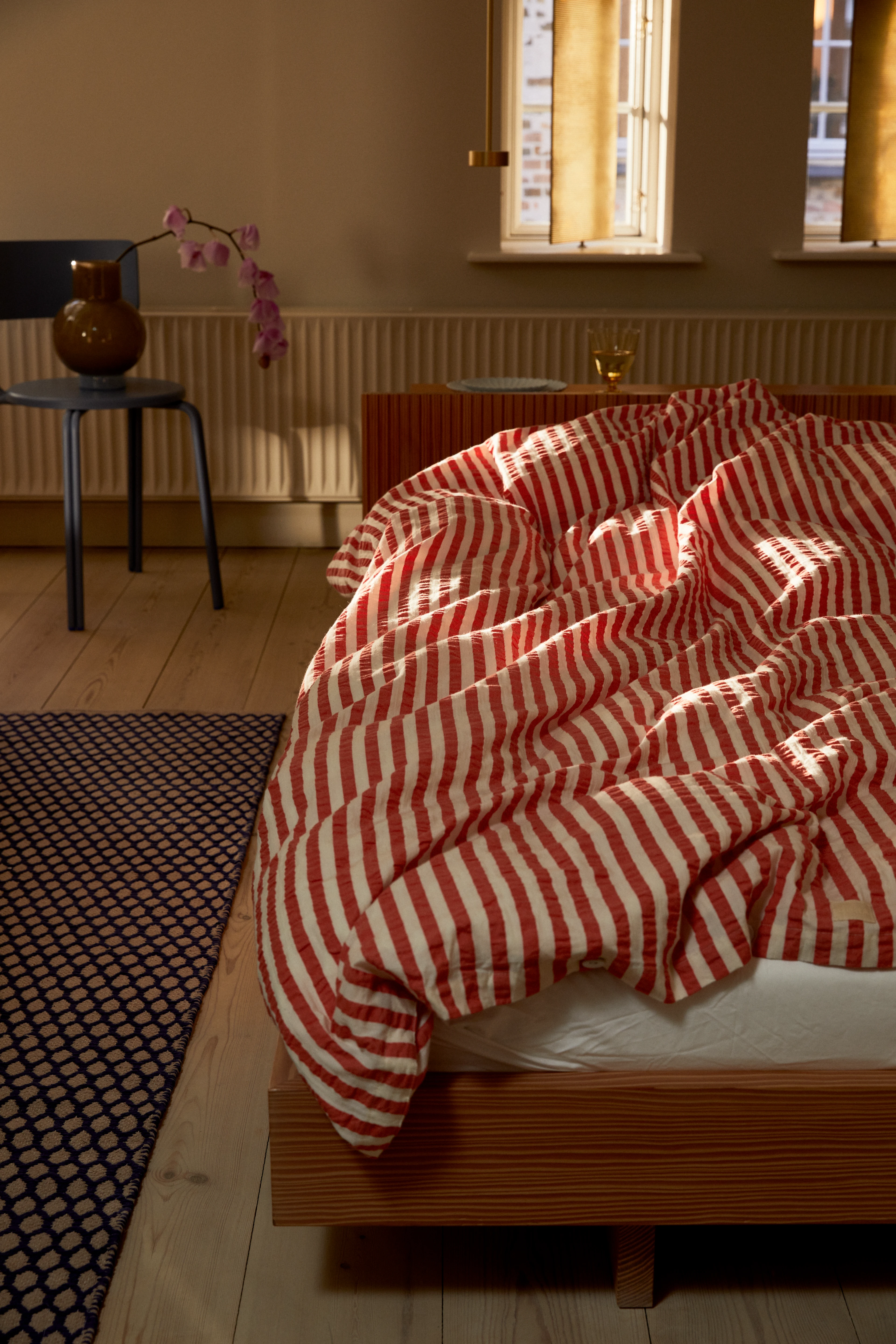 Bed linen 140x220 cm from JUNA in Chili/Birch color, made of Cotton