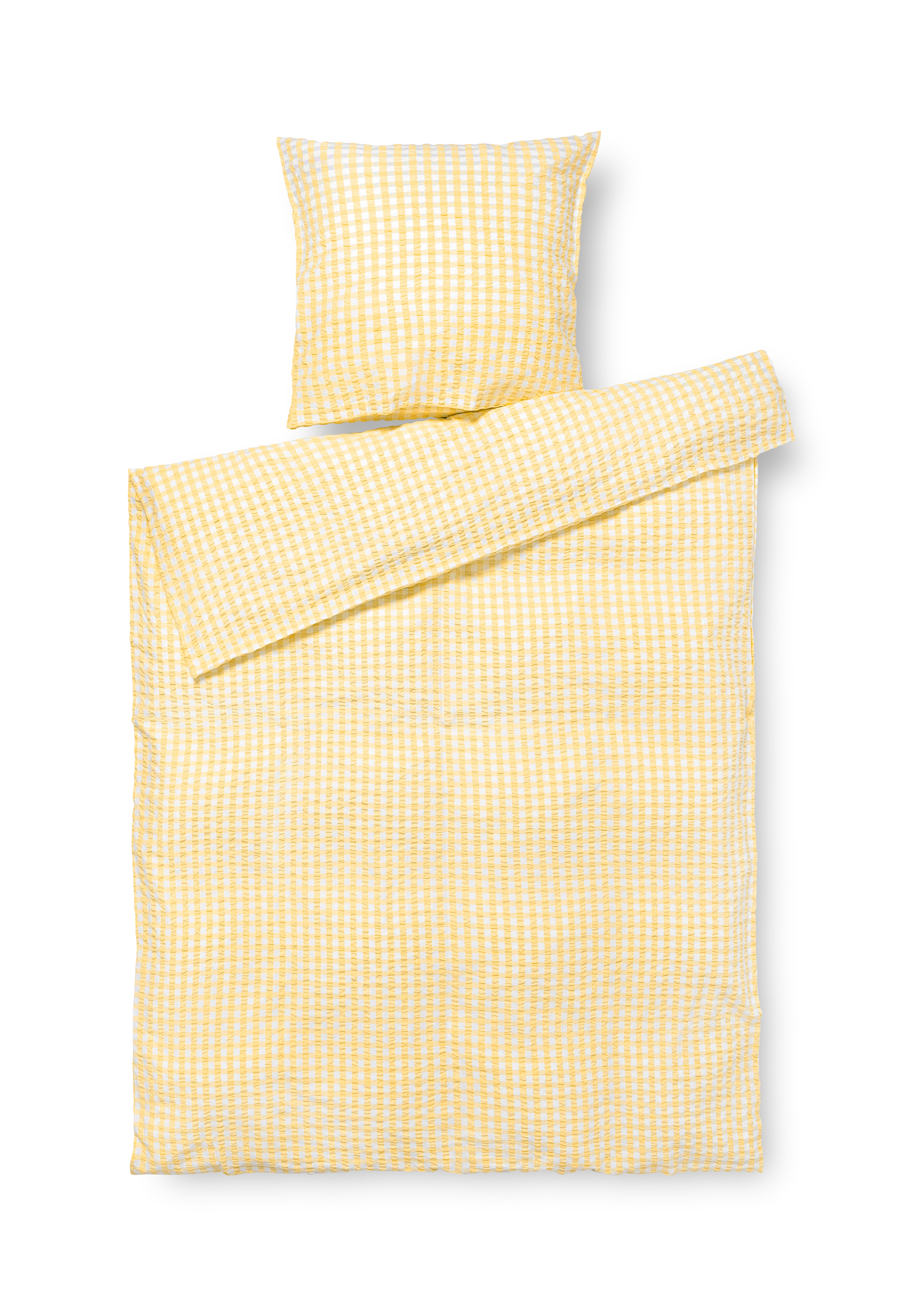 Bed linen 140x220 cm from JUNA in Yellow/White color, made of Cotton