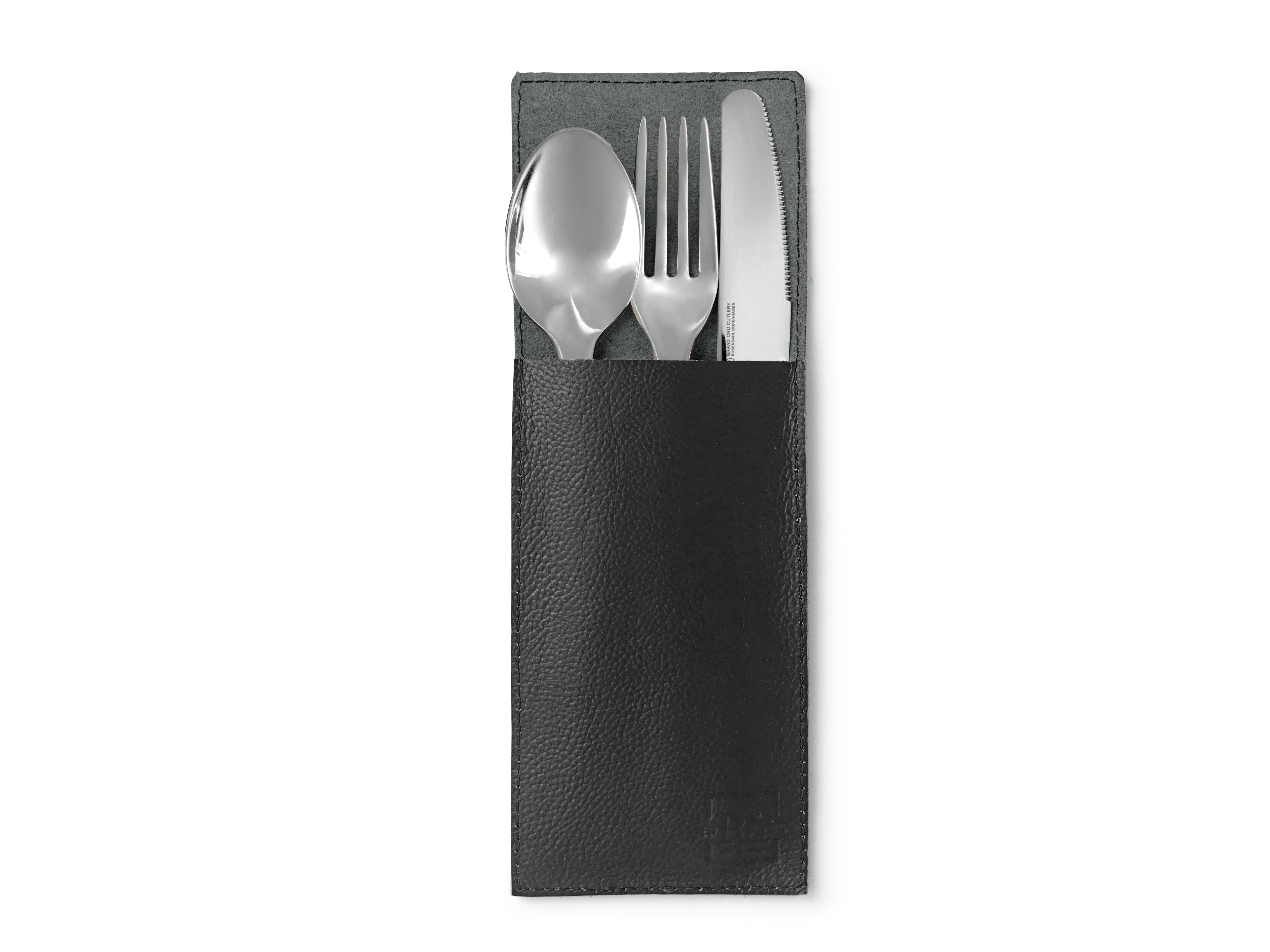 Cutlery sleeve 2 pcs. from Rosendahl in Black color, made of Leather