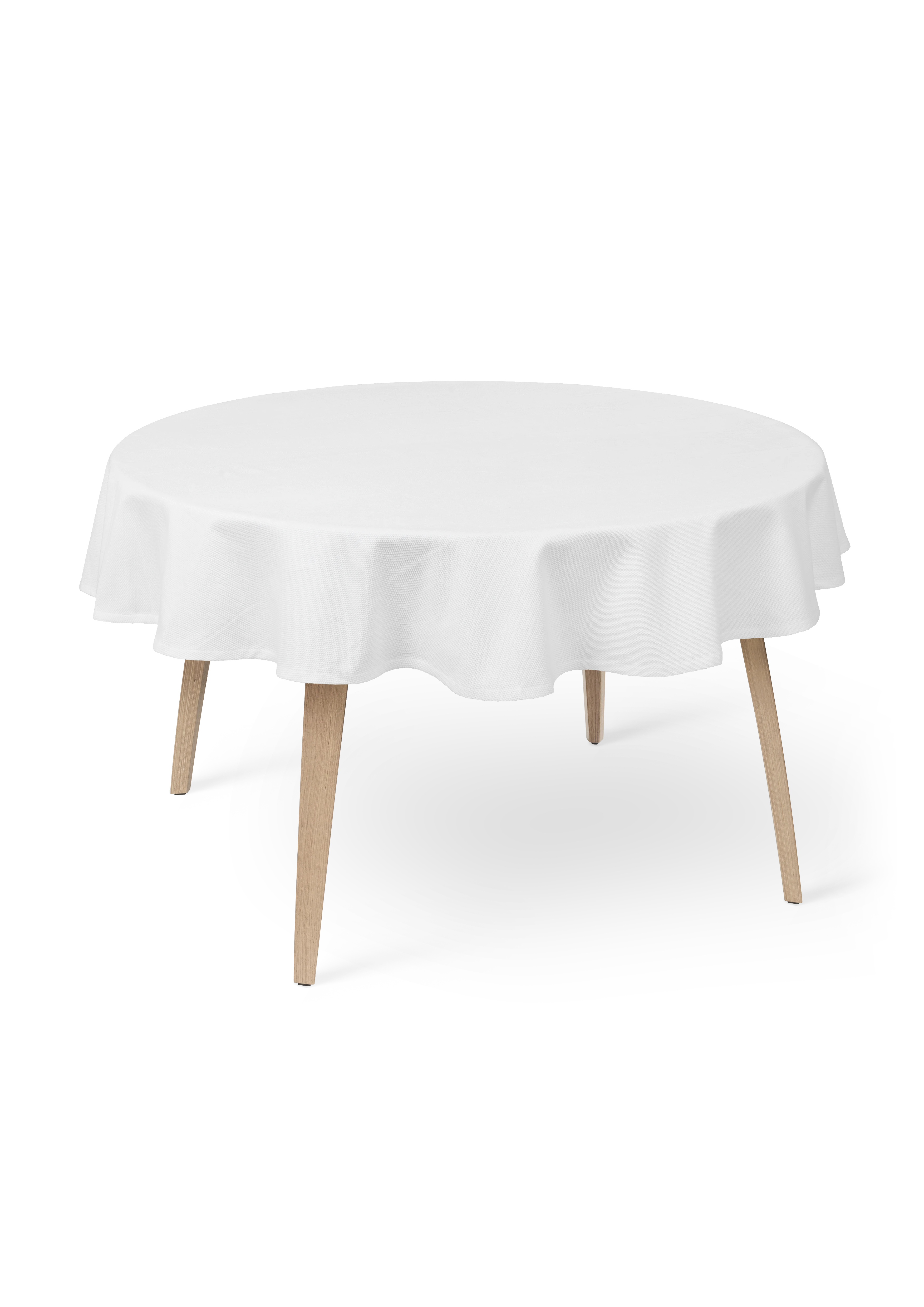 Damask tablecloth round Ø160 cm from JUNA in White color, made of Cotton