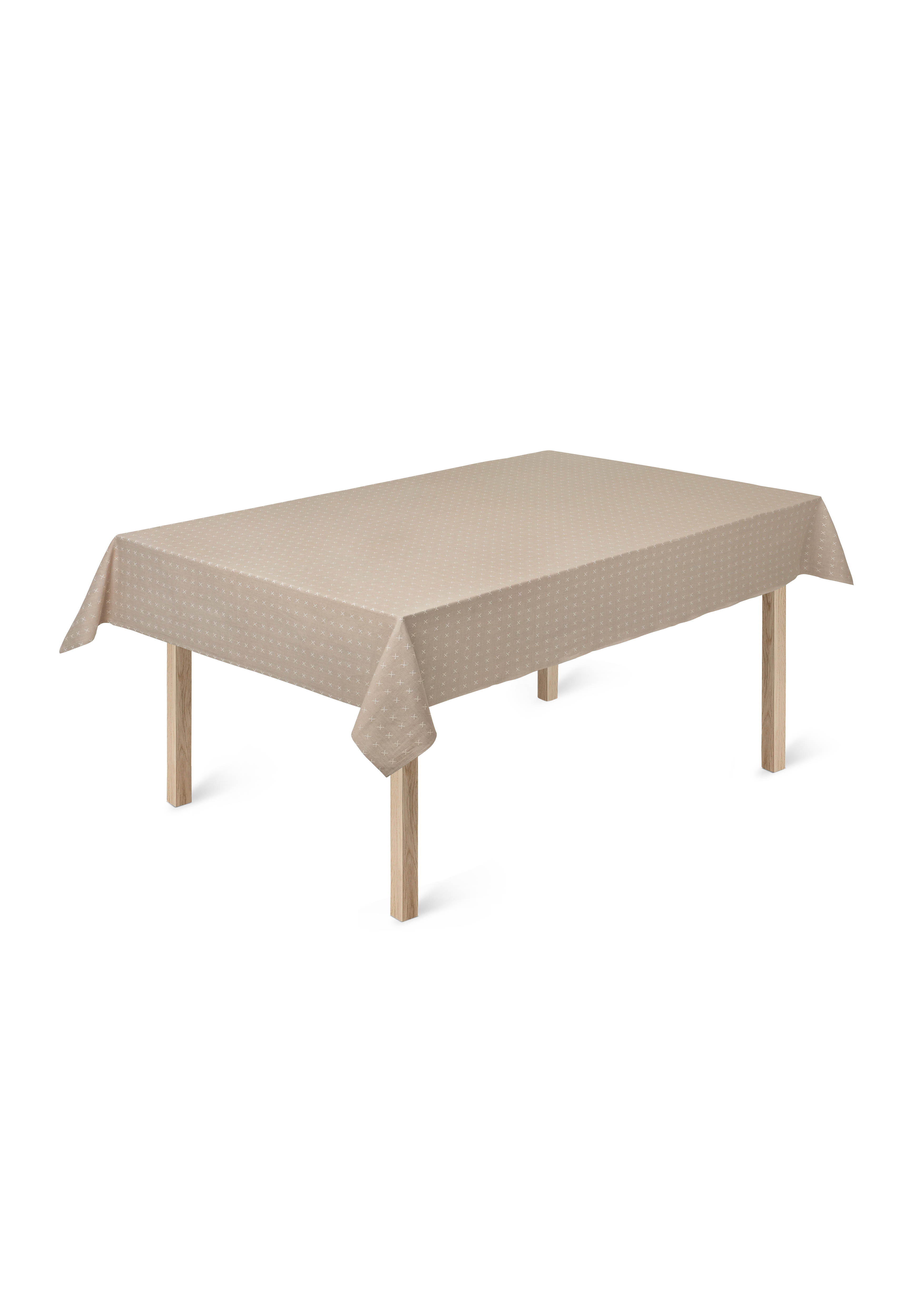 Damast-Tischdecke 150x270 cm von JUNA in der Farbe Beige, hergestellt aus Baumwolle