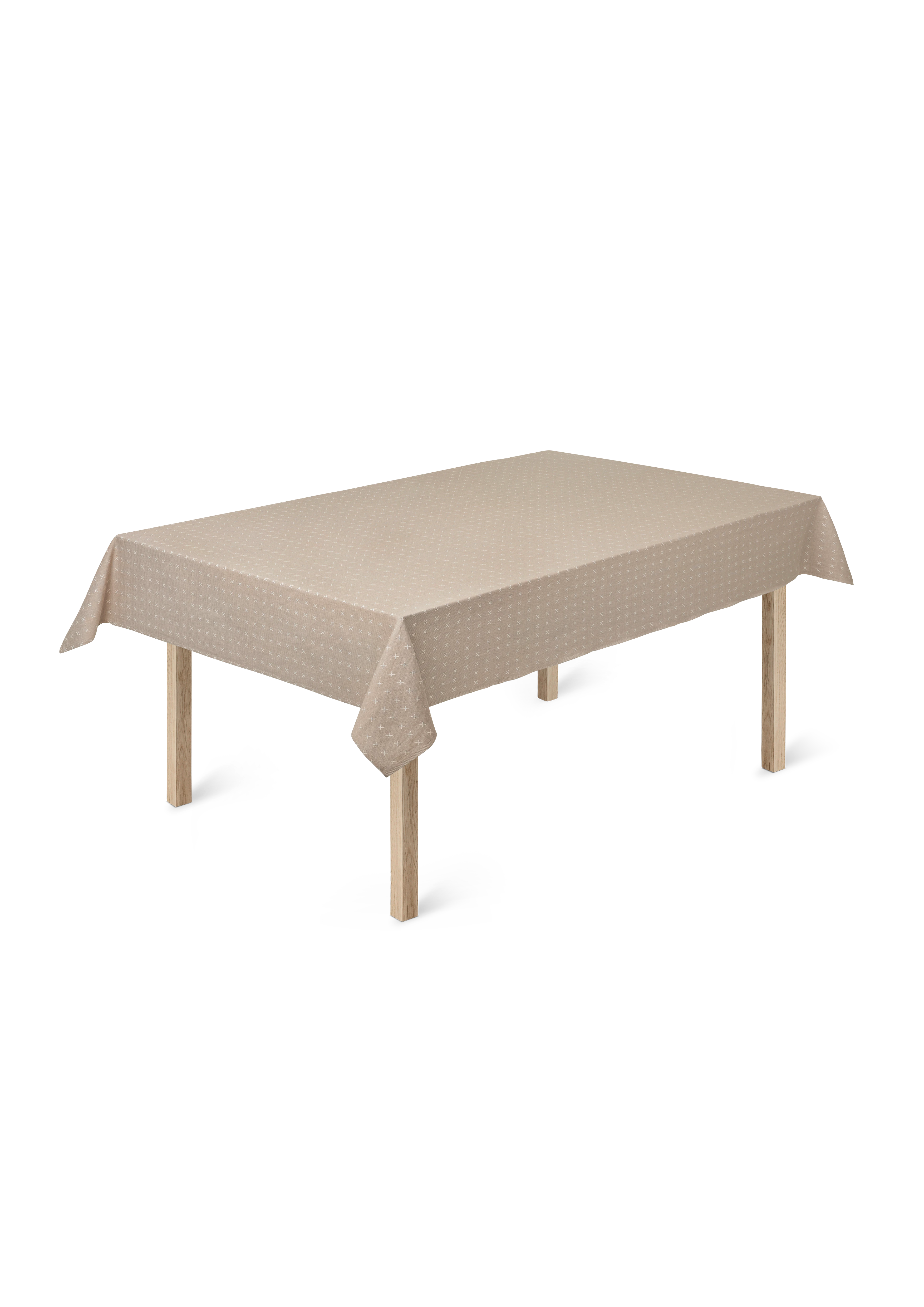 Damask tablecloth 150x300 cm from JUNA in Sand color, made of Cotton