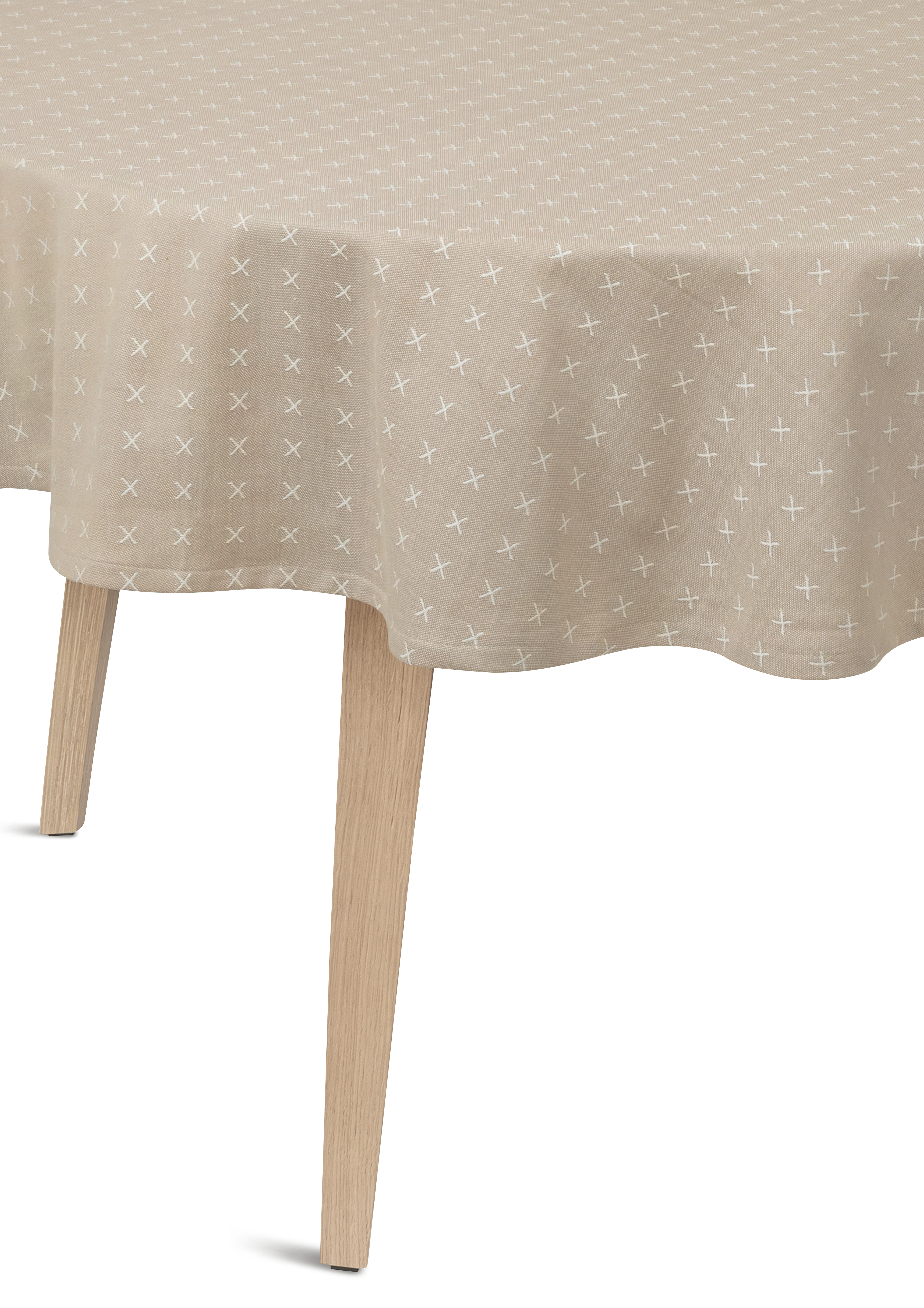 Damast-Tischdecke Runde Ø160 cm von JUNA in der Farbe Beige, hergestellt aus Baumwolle