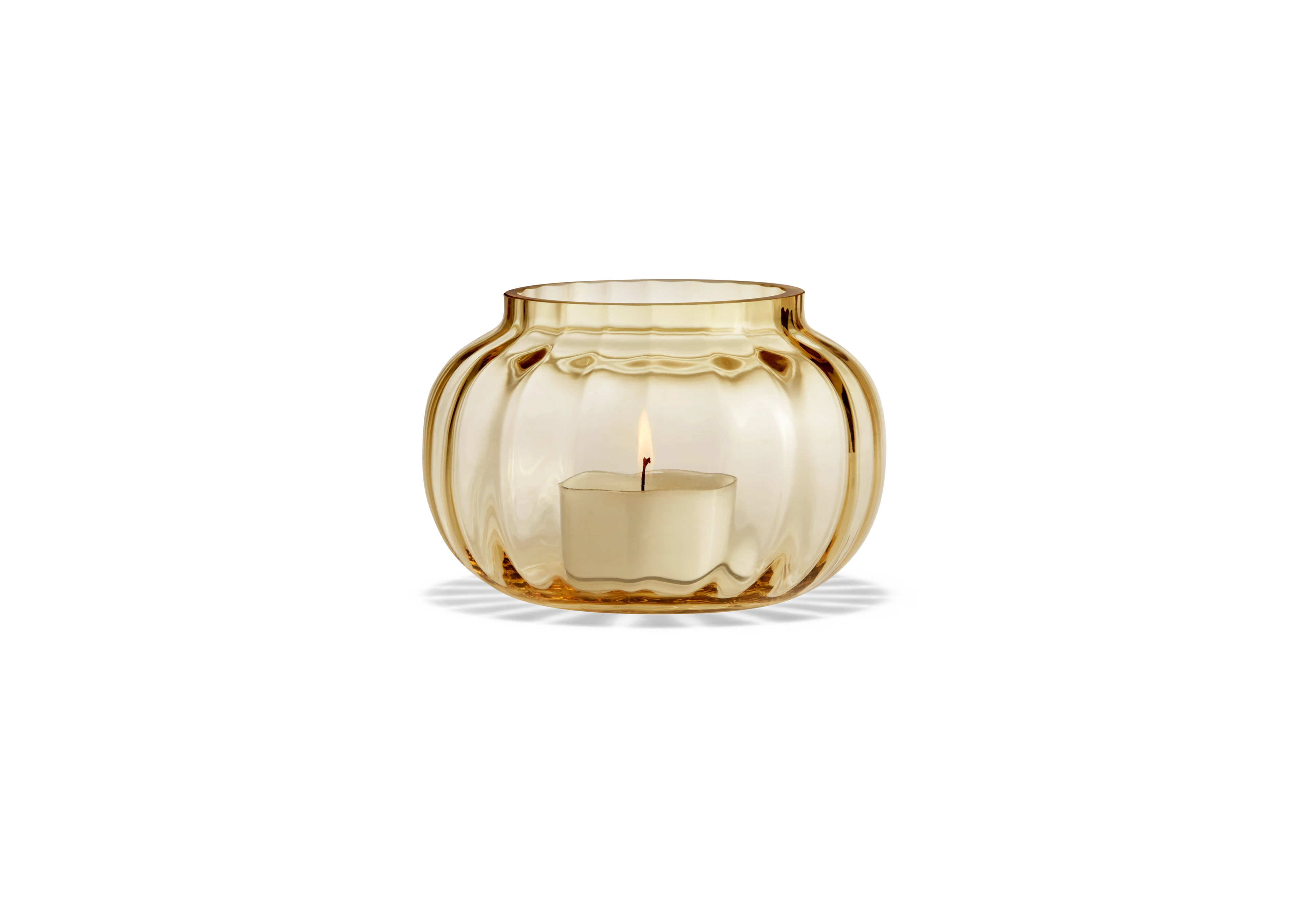 Fyrfadsstage Ø9.5 cm fra Holmegaard i farven Amber, lavet af Glas