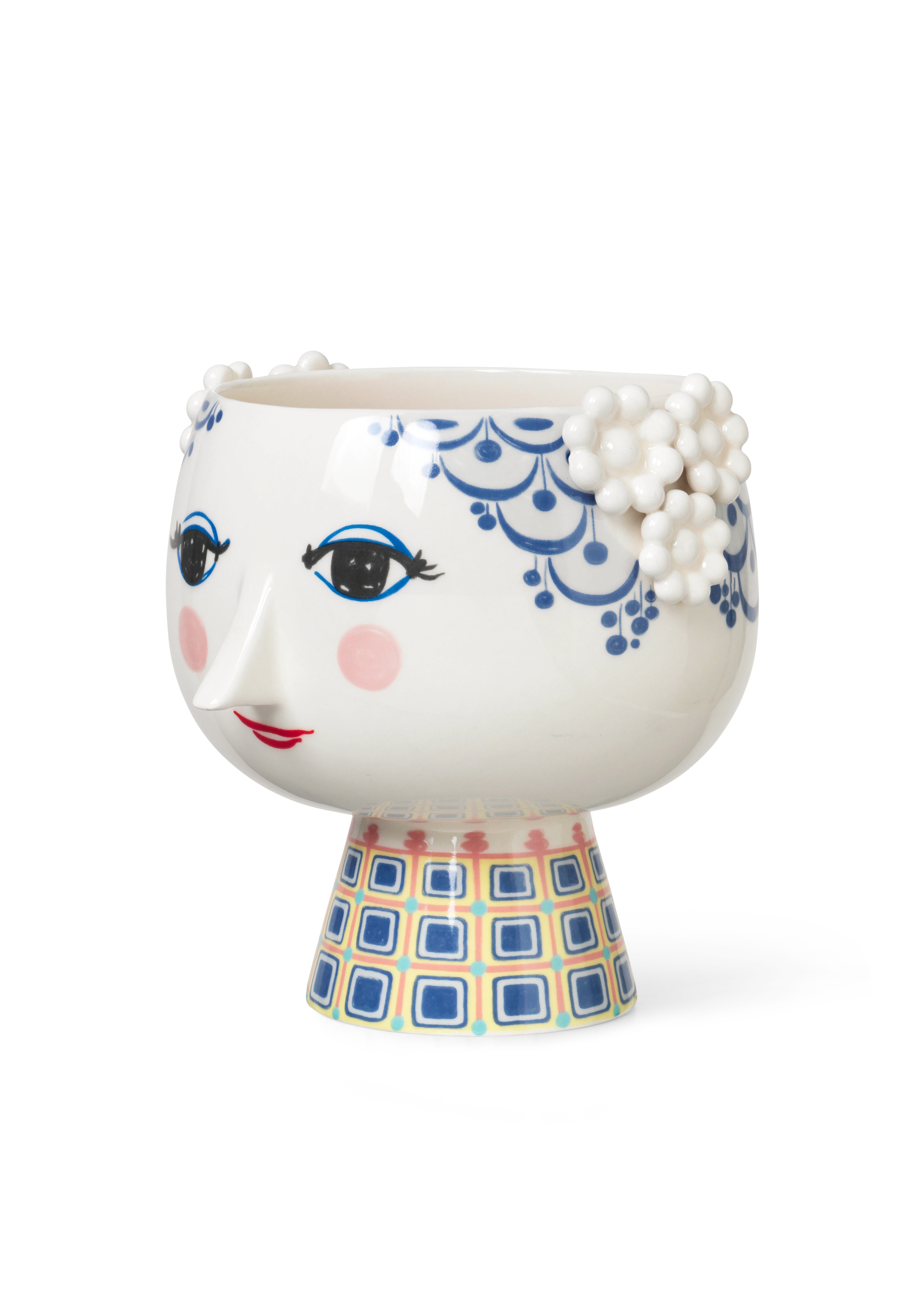 Urtepotteskjuler på fod Ø21 cm fra Bjørn Wiinblad i farven Blå, lavet af Keramik