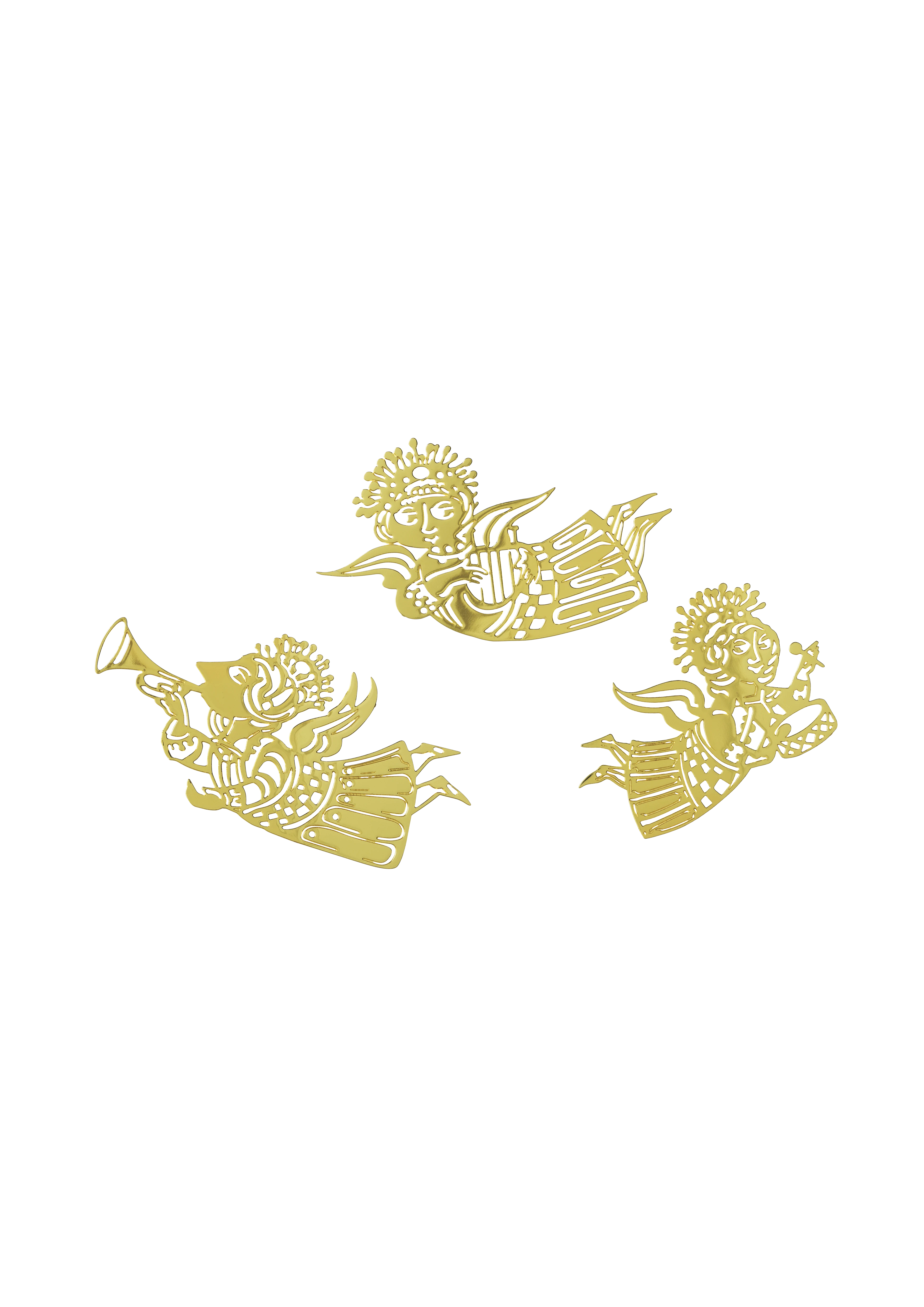 Musikengel silhuet H6.5 3 stk. fra Bjørn Wiinblad i farven Forgyldt, lavet af Metal