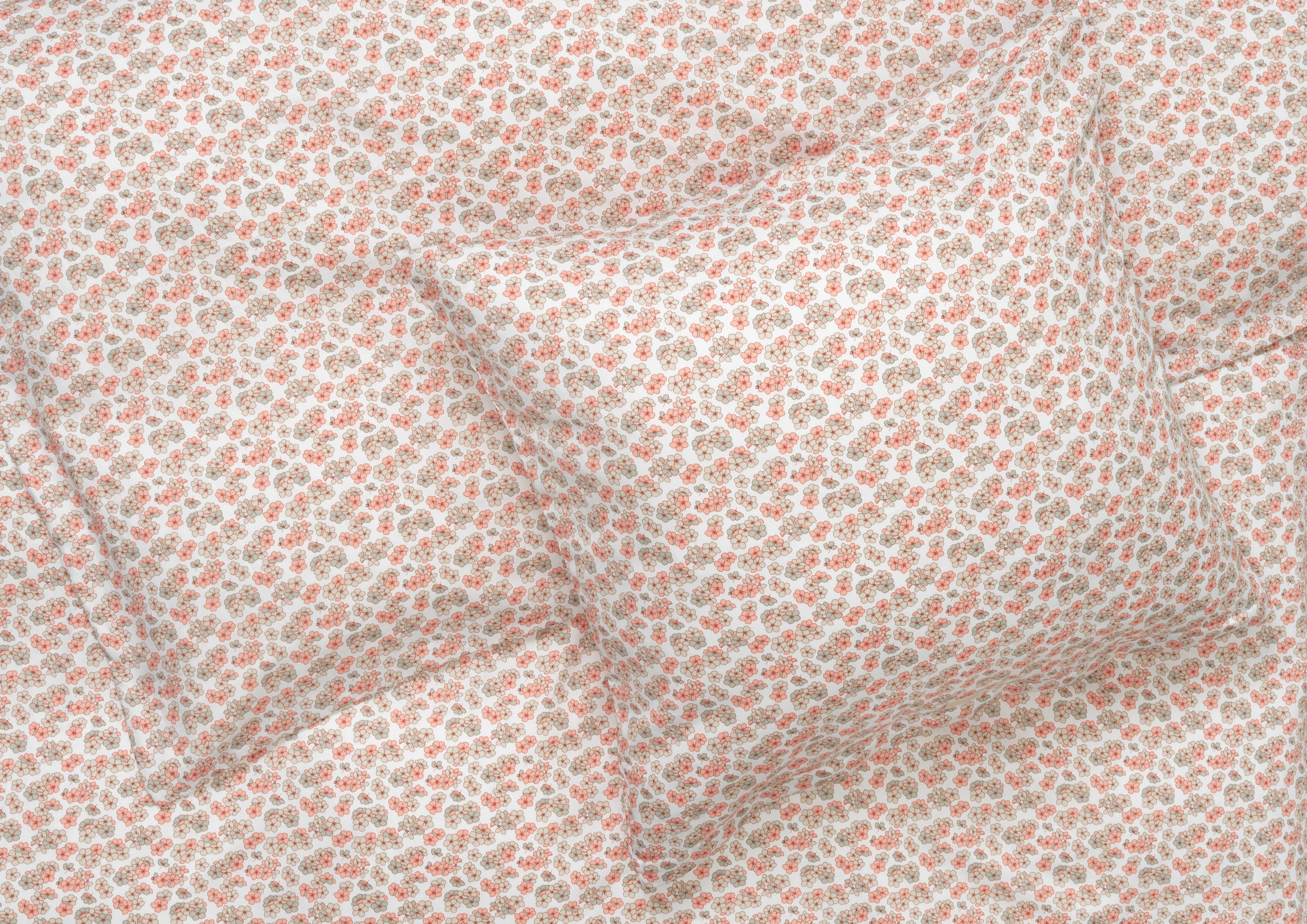 Bettwäsche 140x200 cm von JUNA in der Farbe Weiss/Rosa, hergestellt aus Bauwolle Satin