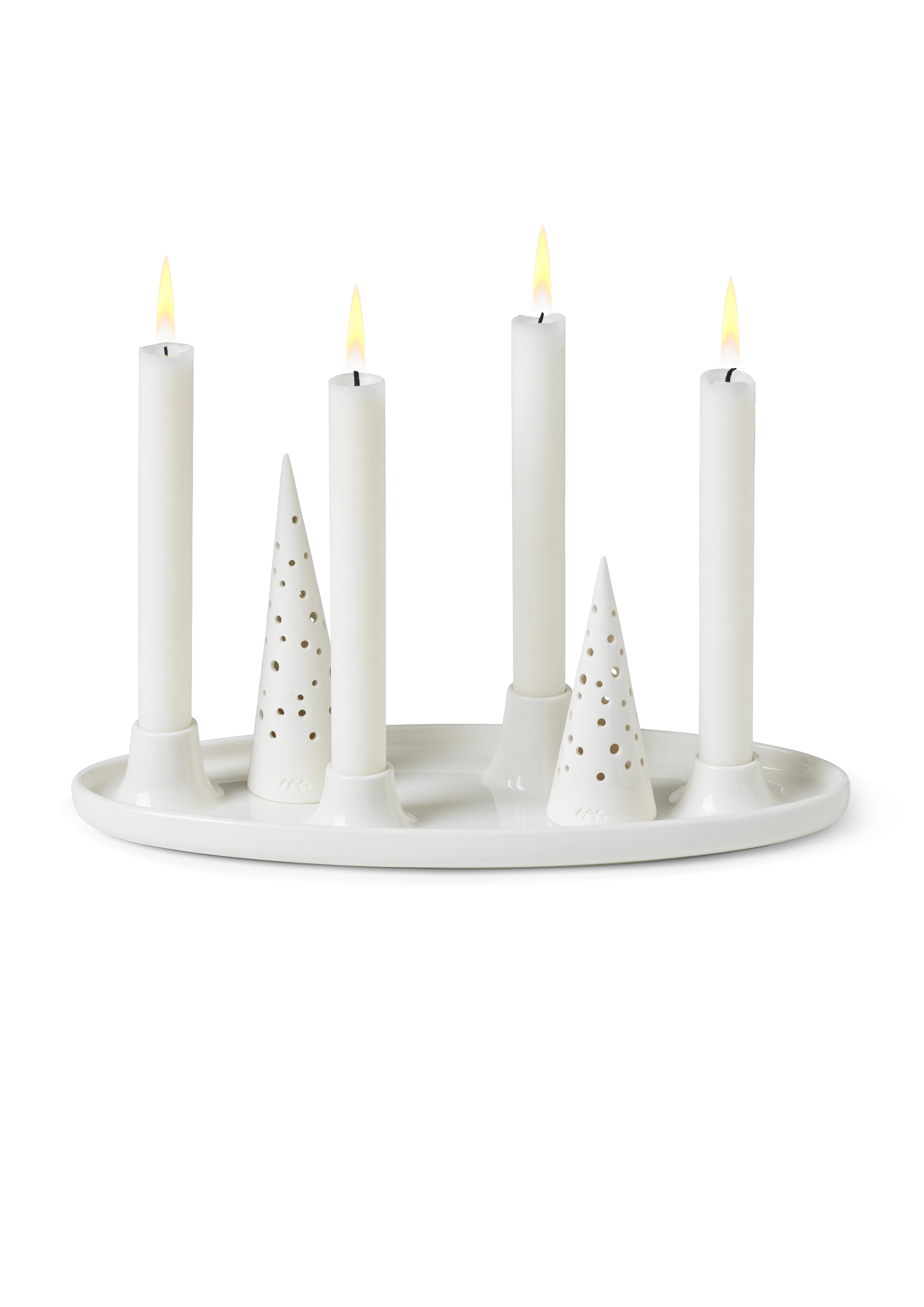 Ovaler Adventskranz 33x13 cm von Kähler in der Farbe Schnee Weiss, hergestellt aus Keramik