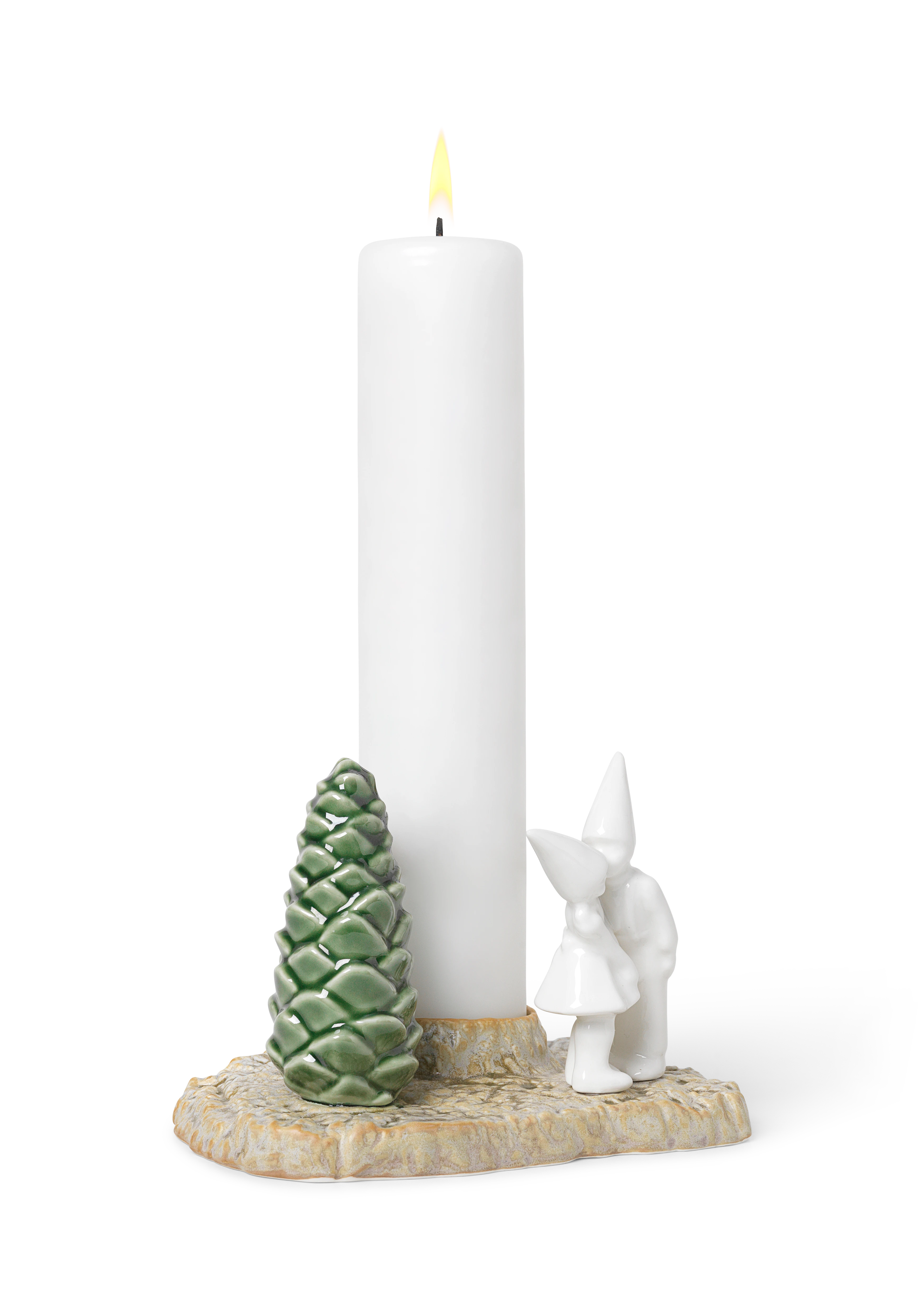 Christmas Kiss Candle holder H11.5 from Kähler  in White color, made of Ceramics