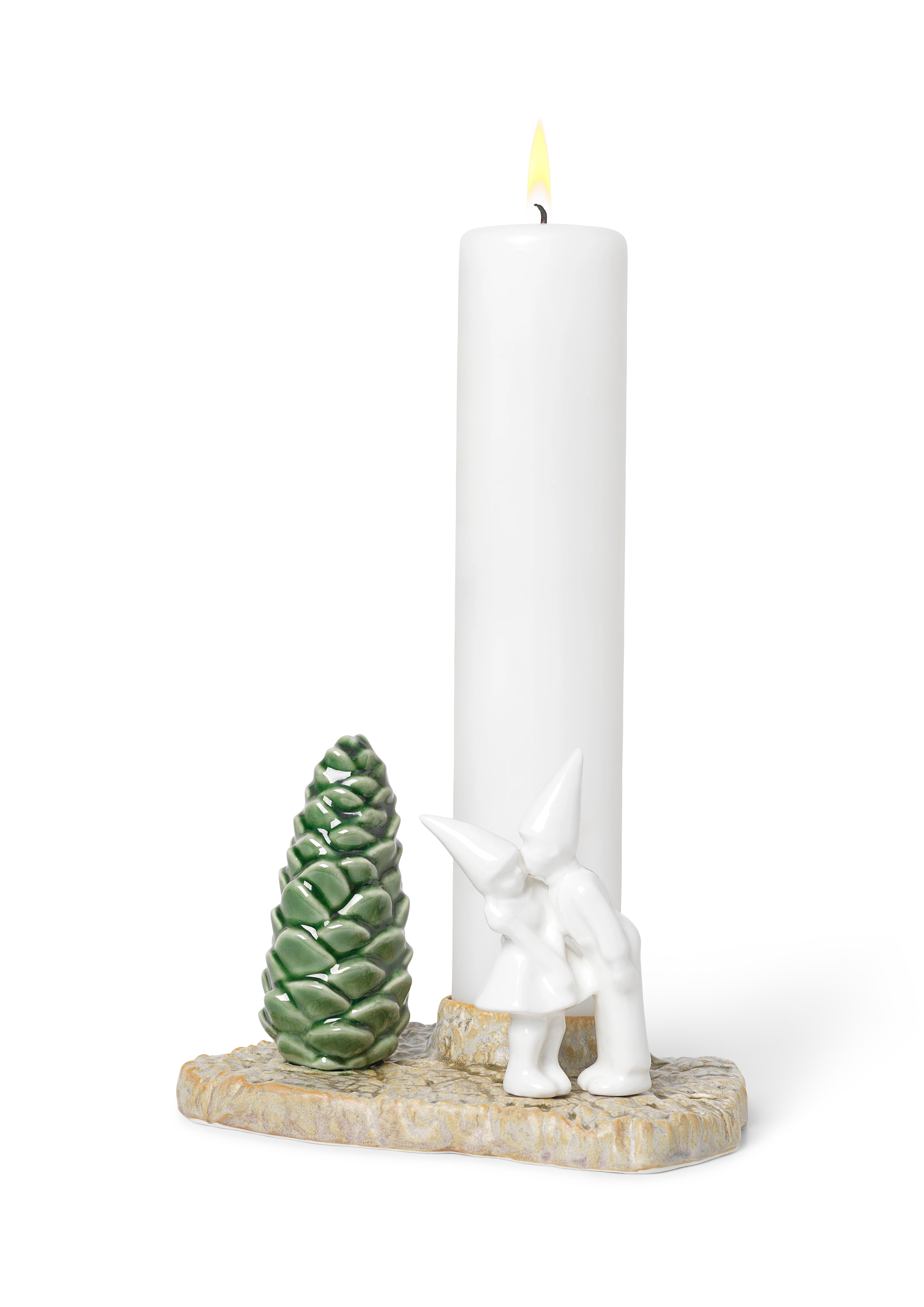Christmas Kiss Candle holder H11.5 from Kähler  in White color, made of Ceramics