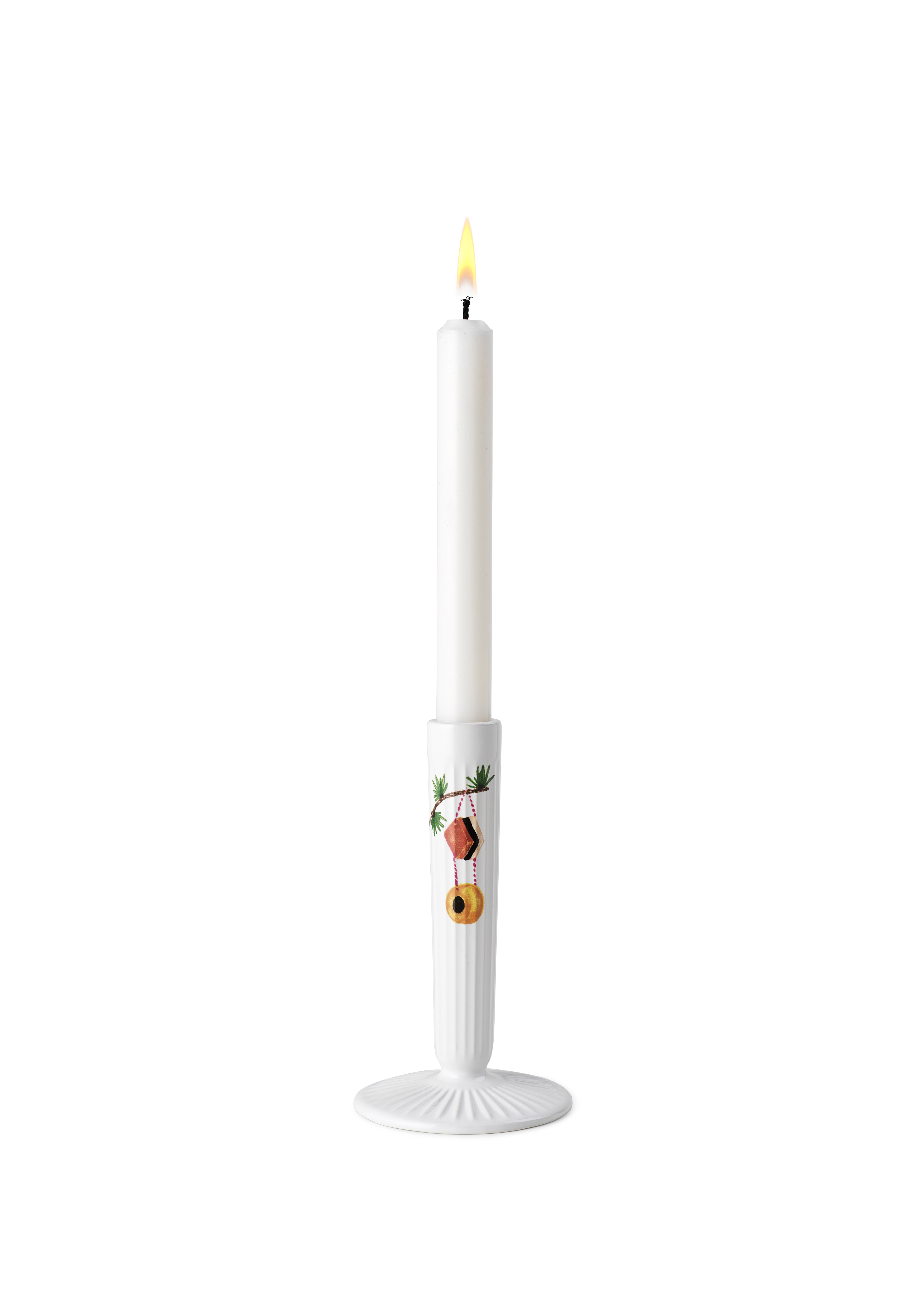 Kähler Candle holder H16 cm in White w. deco