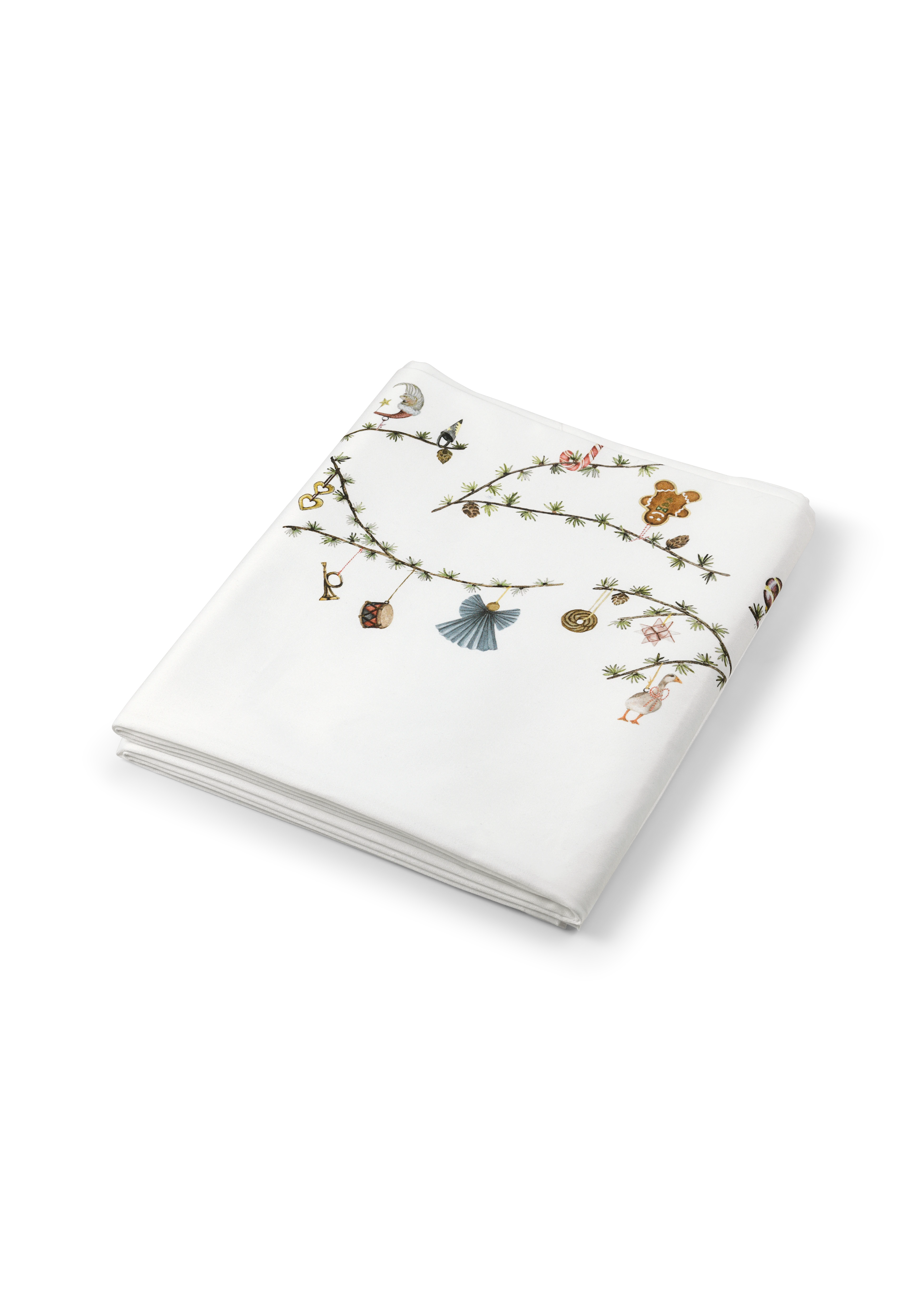 Tablecloth 150x320 cm from Kähler  in White w. deco color, made of Cotton